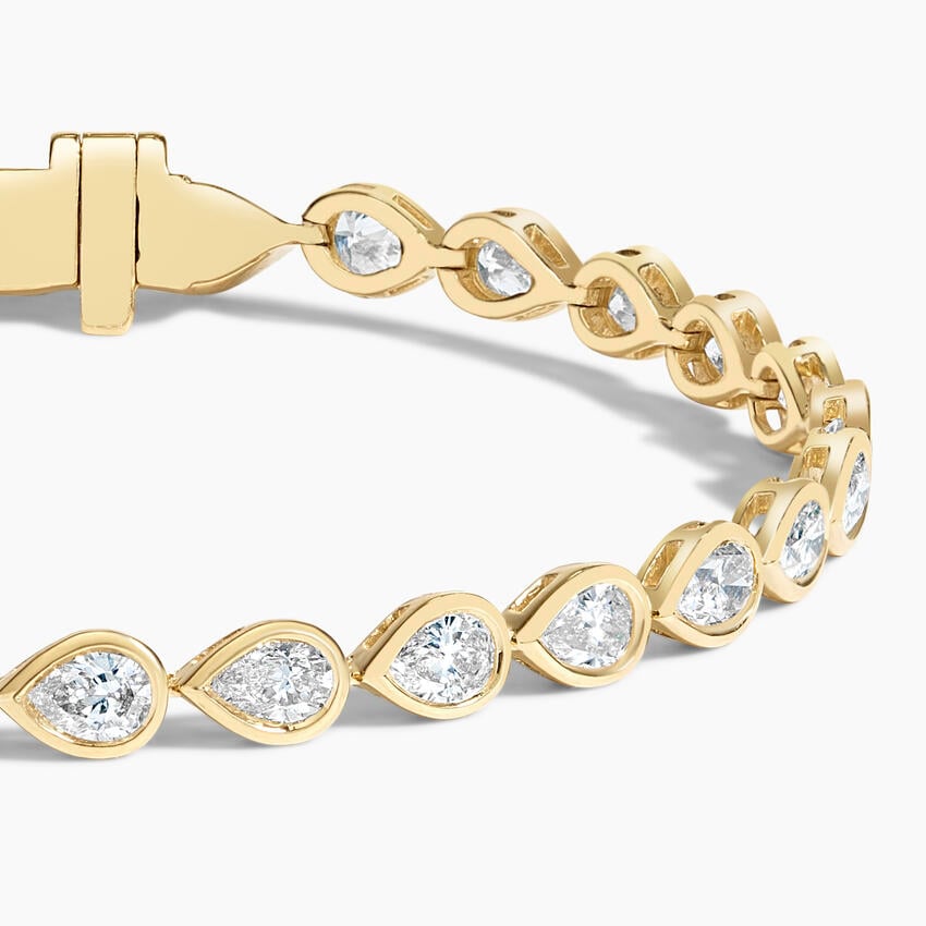 Elegant Pear Gold Tennis Bracelet with Emerald-Cut Stones My Store