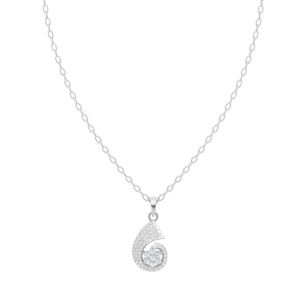 Elegant Swirl Floral Diamond Pendant Chain VENFORA