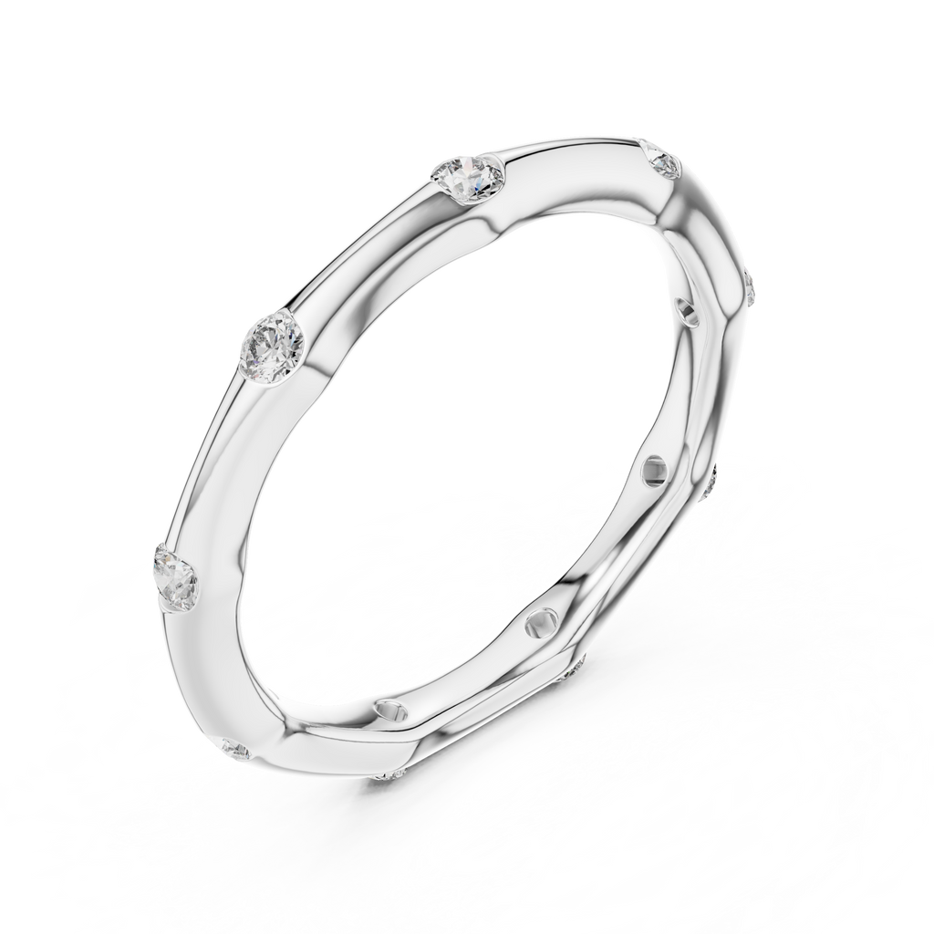 Golden Serenity Diamond Eternity Ring – Minimal Elegance 