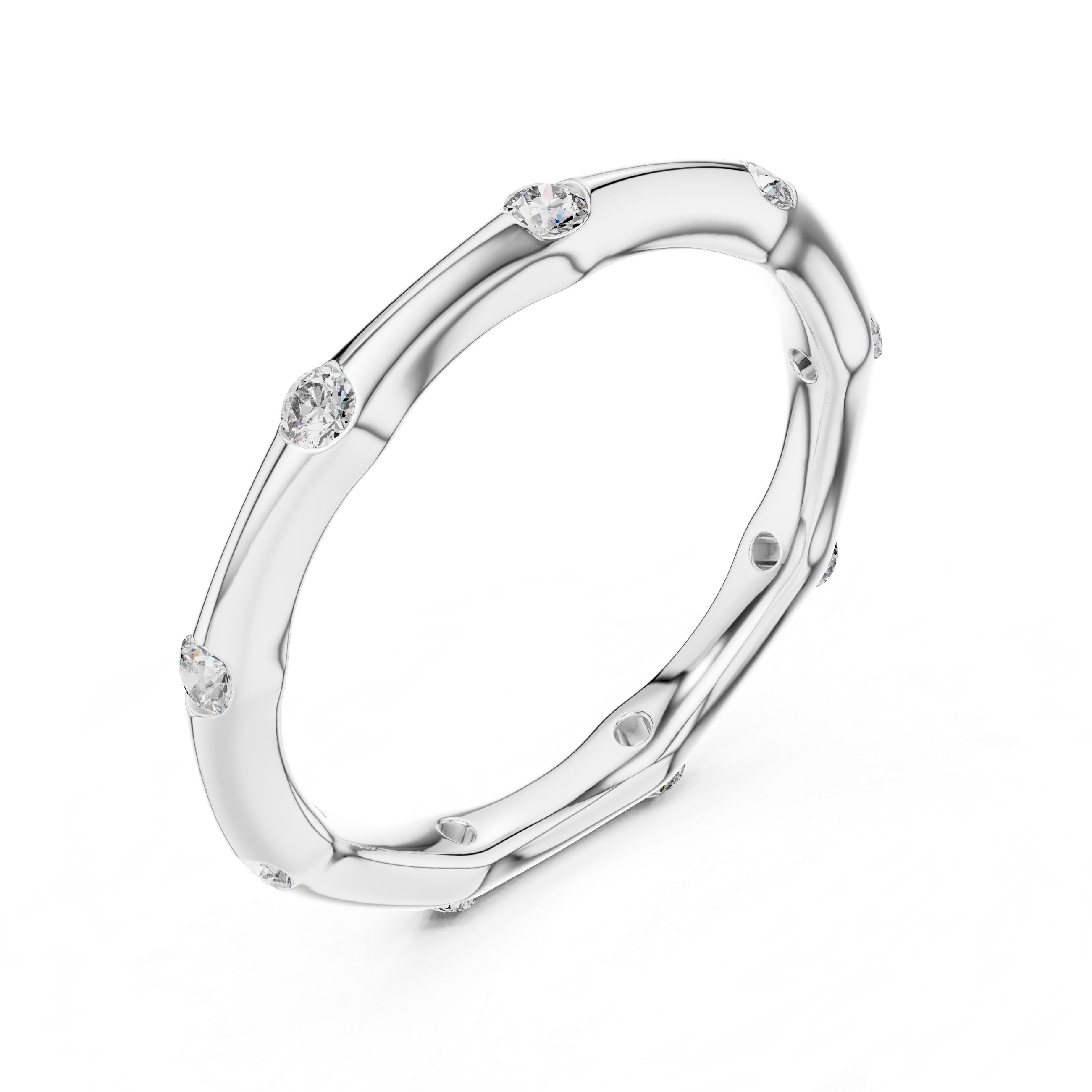 Golden Serenity Diamond Eternity Ring – Minimal Elegance 