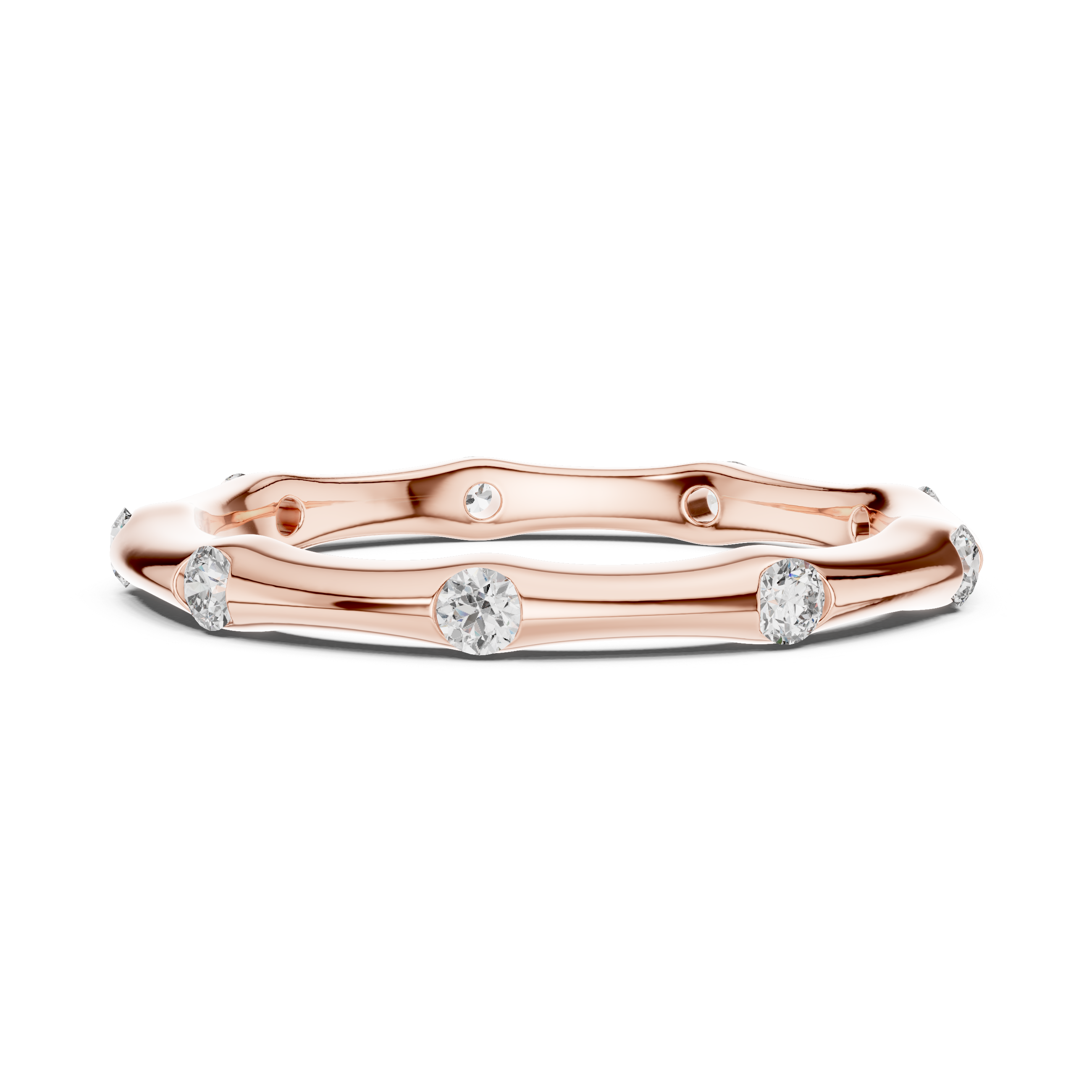 Golden Serenity Diamond Eternity Ring – Minimal Elegance 