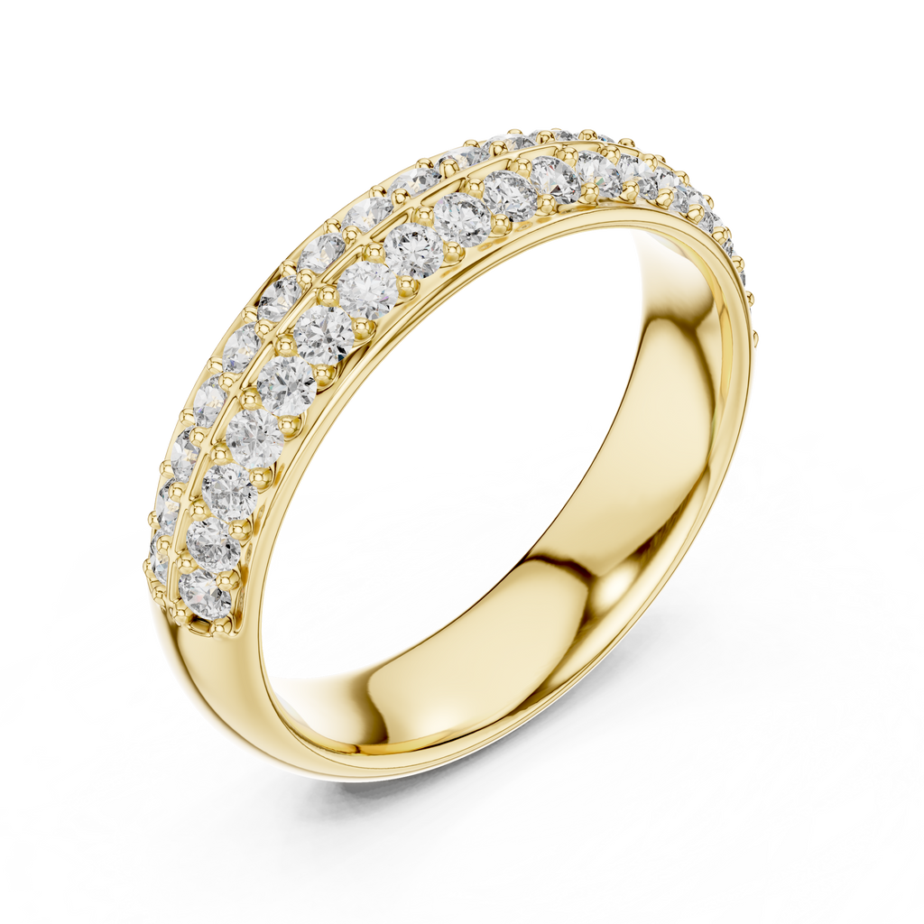 Double Row Diamond Eternity Band in 18K Yellow Gold 