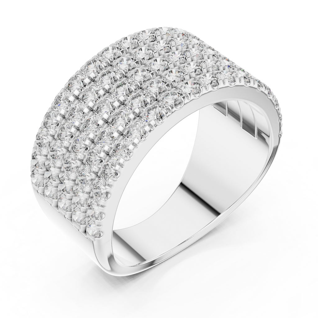 Luxury 18K Gold Wide Diamond Ring with Multi-Row Design 