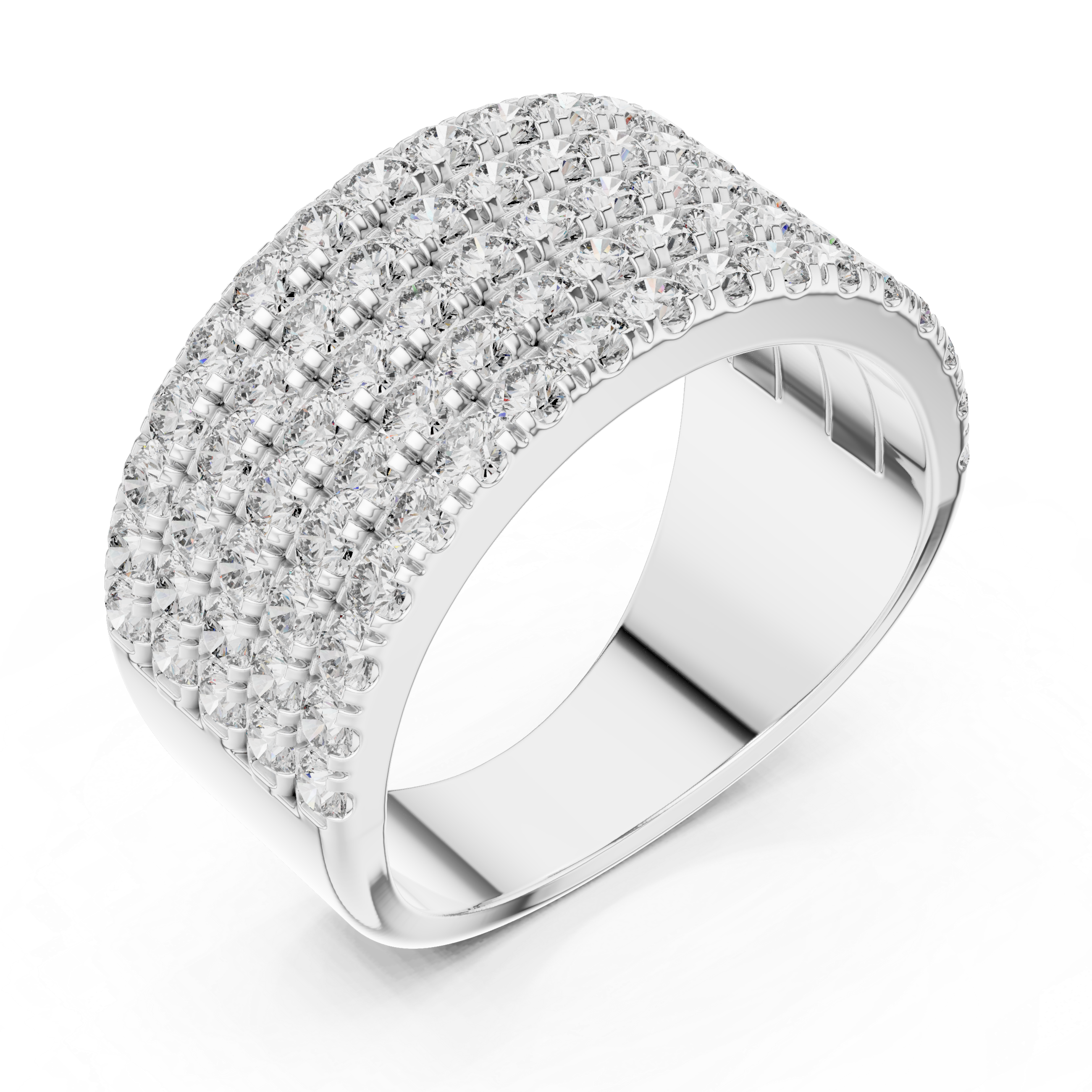 Luxury 18K Gold Wide Diamond Ring with Multi-Row Design 