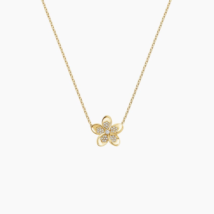 Gold Flower Pendant with Diamond Accents venfora