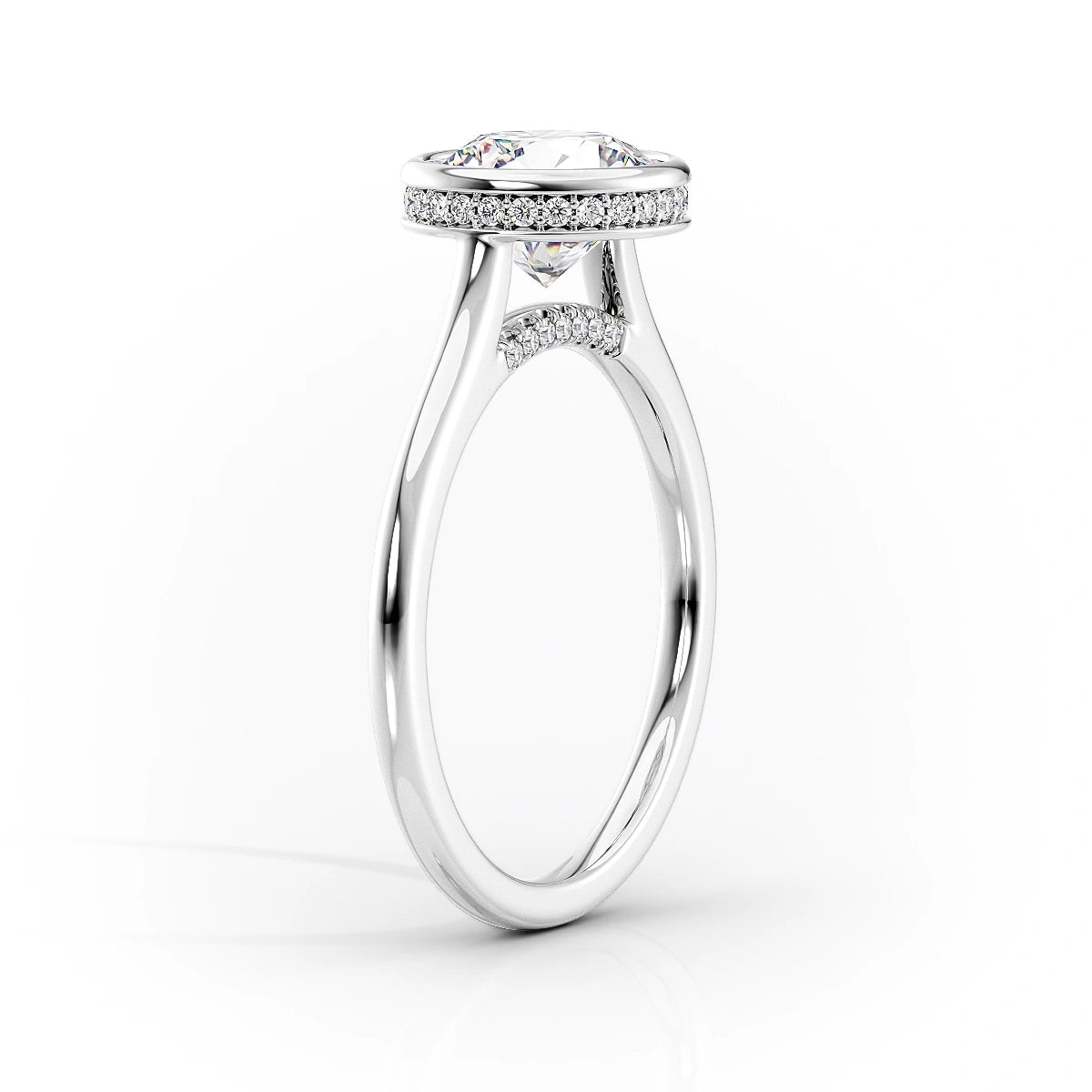 oval Halo Diamond Engagement Ring in 18K Yellow Gold My Store