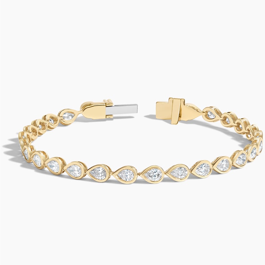 Elegant Pear Gold Tennis Bracelet with Emerald-Cut Stones My Store