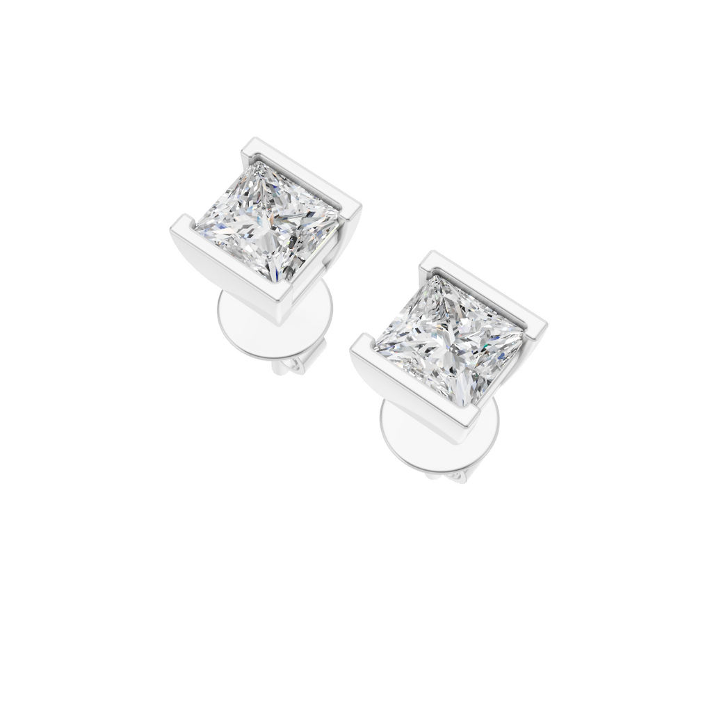 Princess Cut Lab Grown Diamond Stud Earrings VENFORA