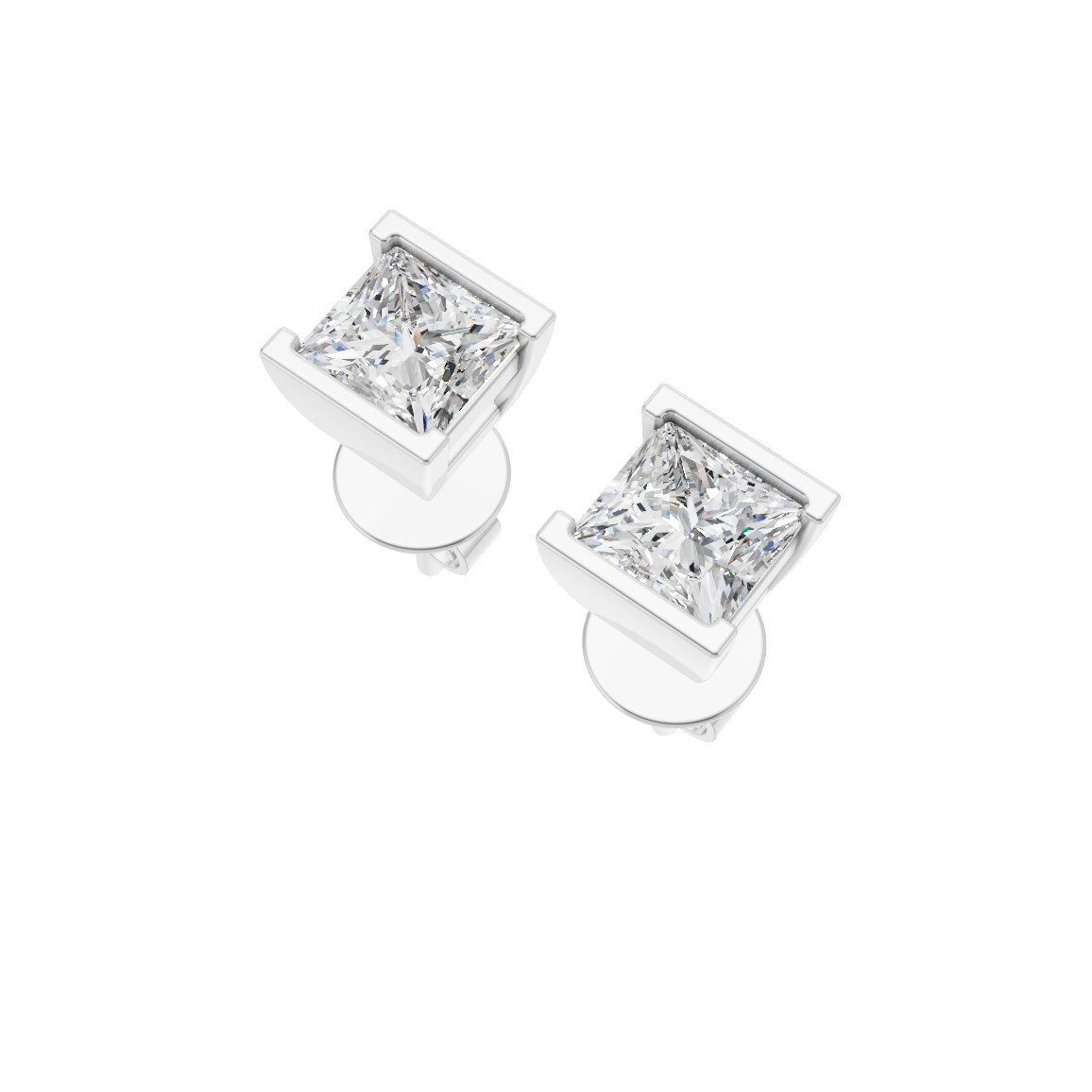 Princess Cut Lab Grown Diamond Stud Earrings VENFORA