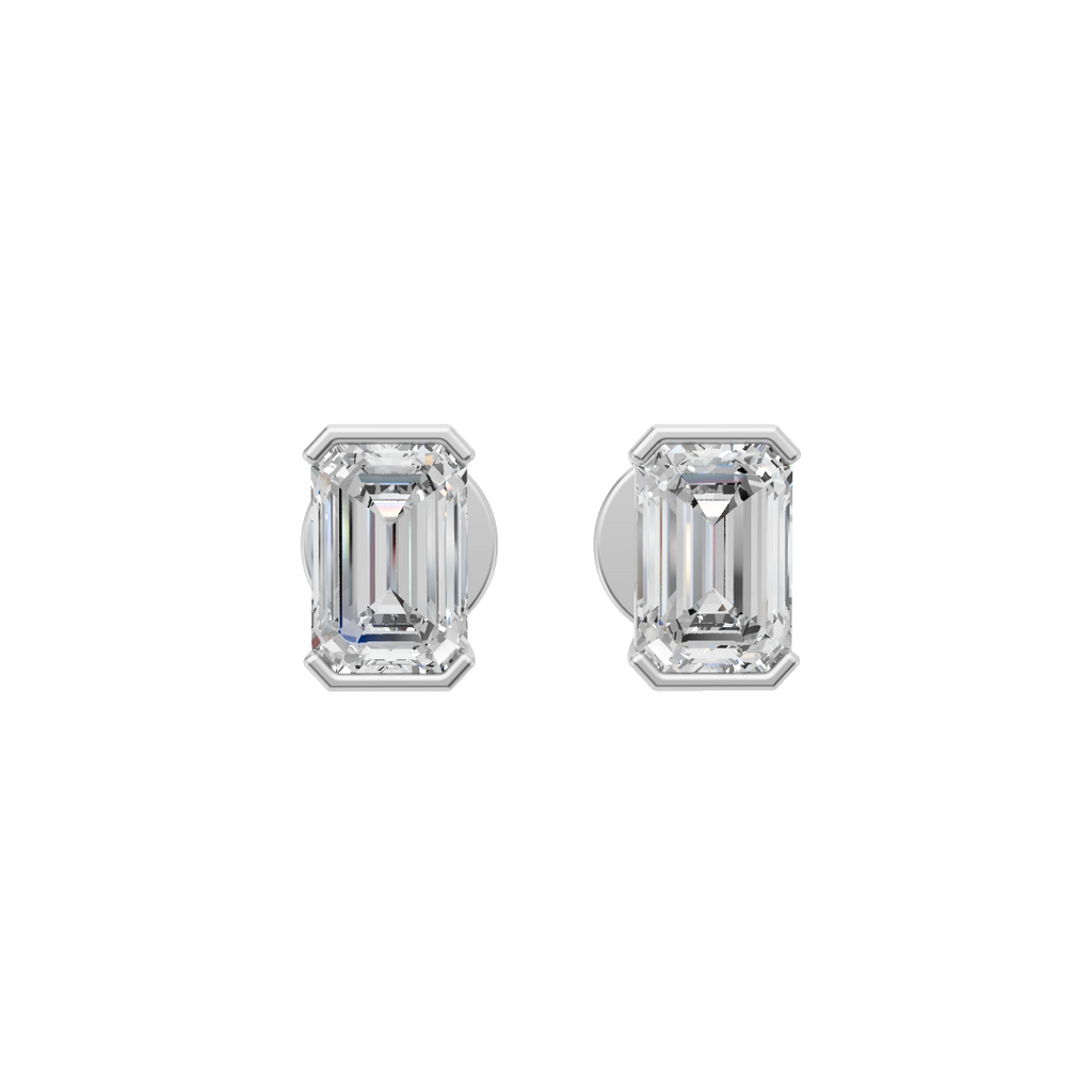 Emerald Cut Lab Grown Diamond Stud Earrings VENFORA