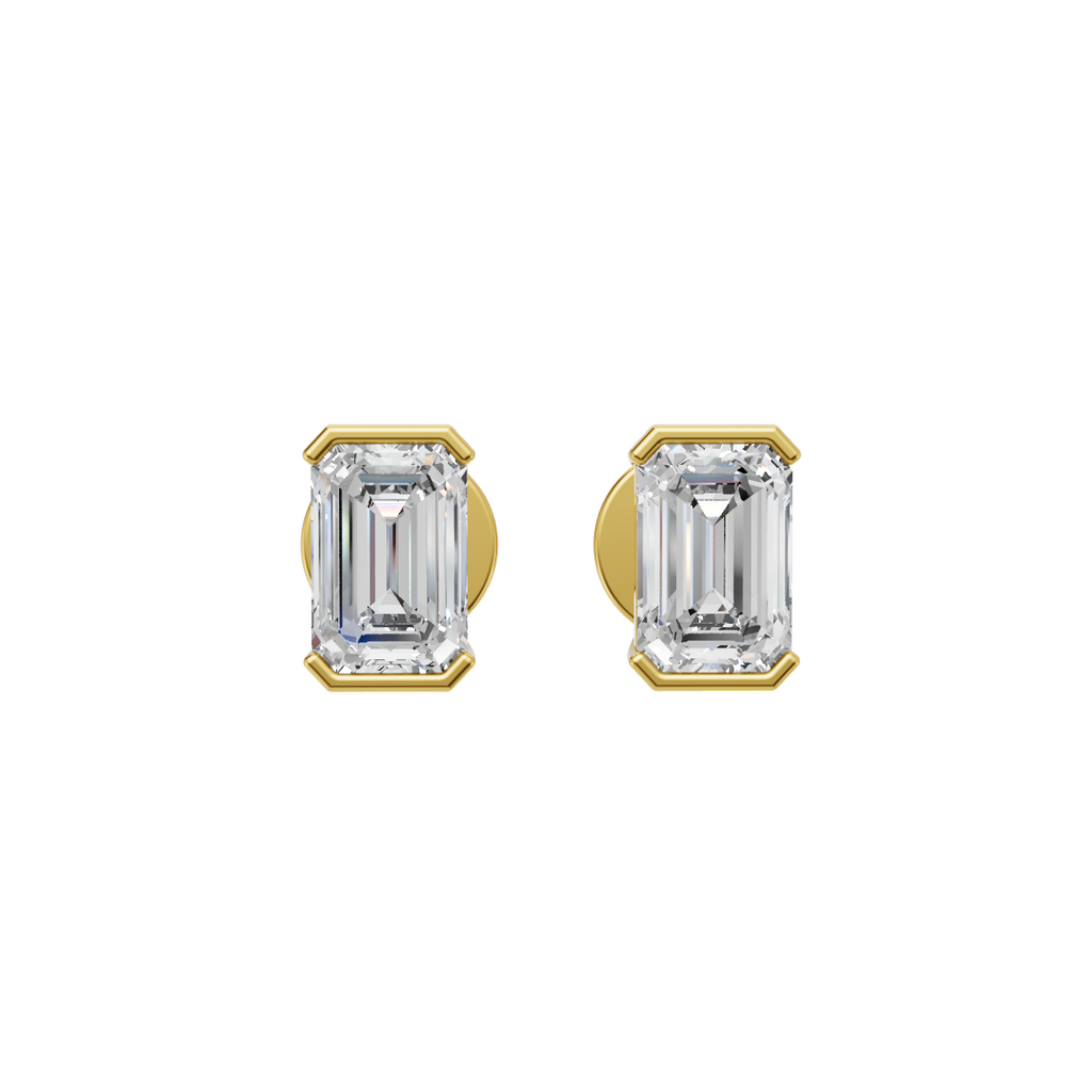 Emerald Cut Lab Grown Diamond Stud Earrings VENFORA
