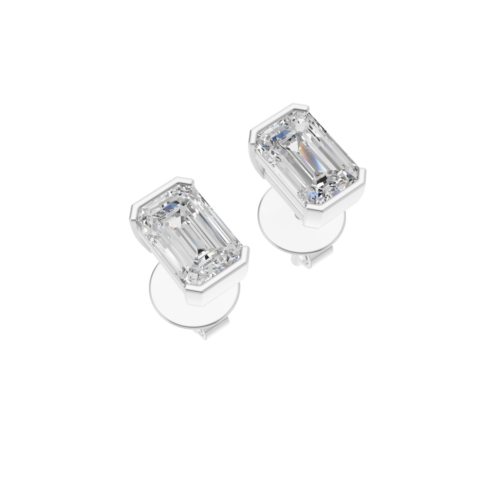 Emerald Cut Lab Grown Diamond Stud Earrings VENFORA