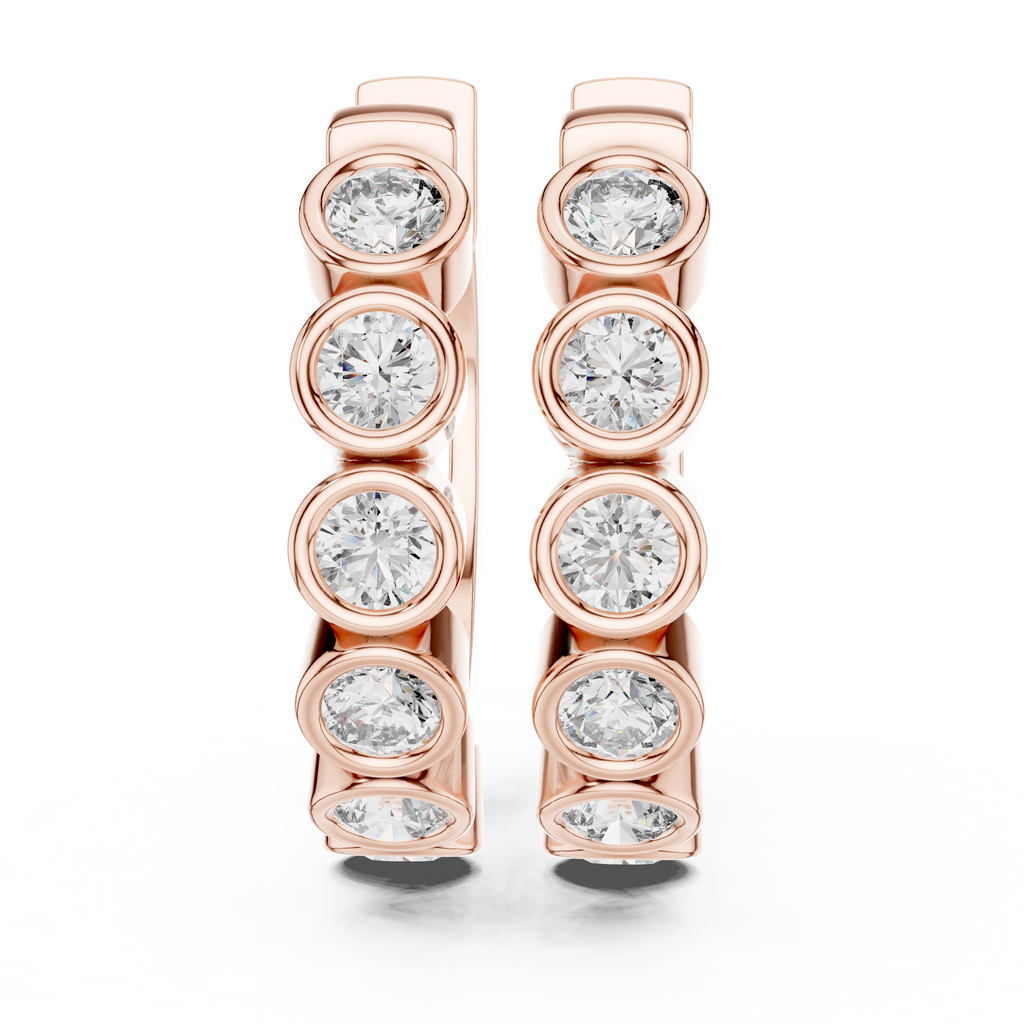 Bezel Set Diamond Hoop Earrings in 18K Gold