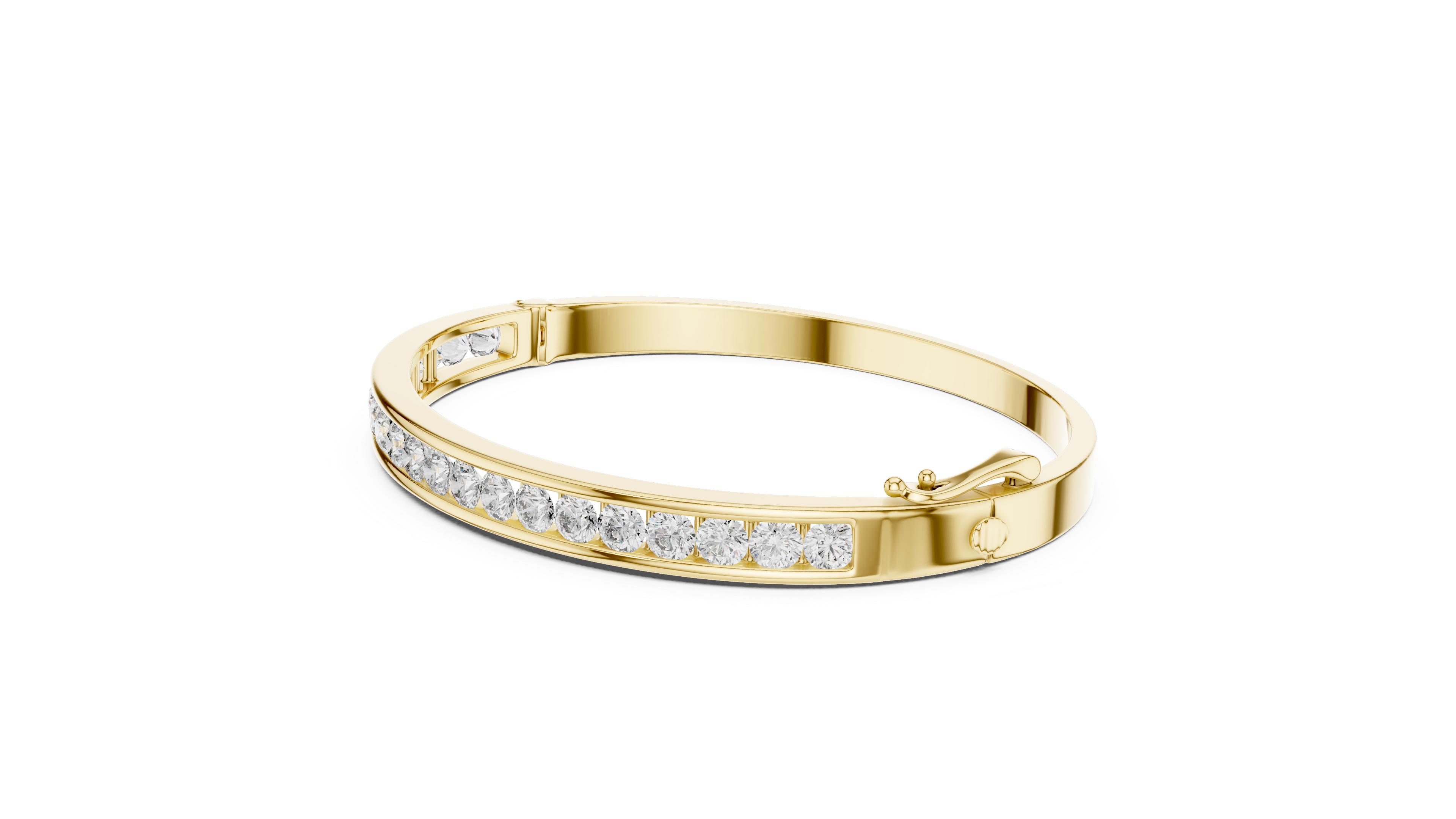 Round Cut Diamond Bangle Bracelet 