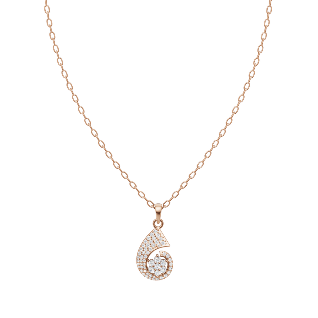 Elegant Swirl Floral Diamond Pendant Chain VENFORA