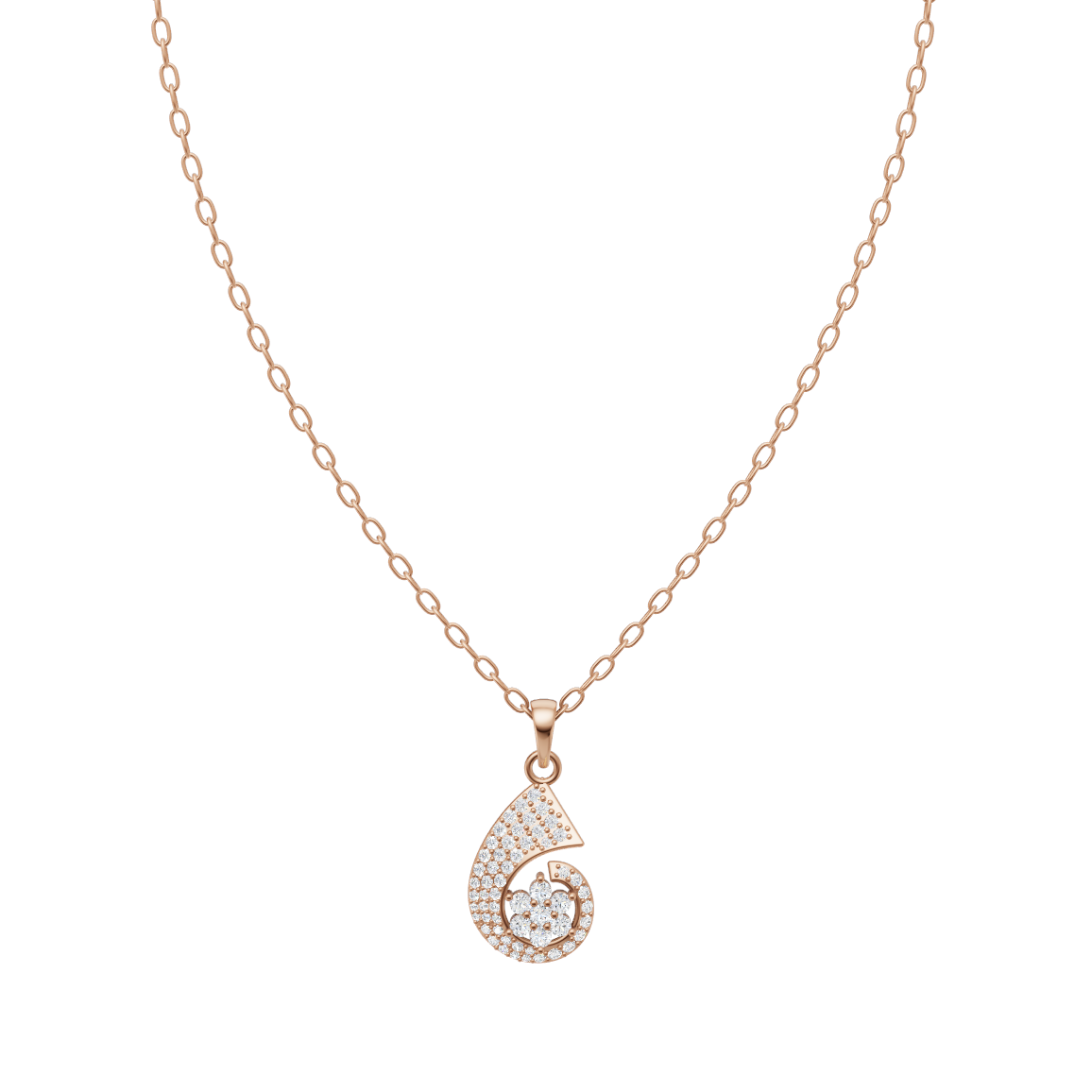 Elegant Swirl Floral Diamond Pendant Chain VENFORA