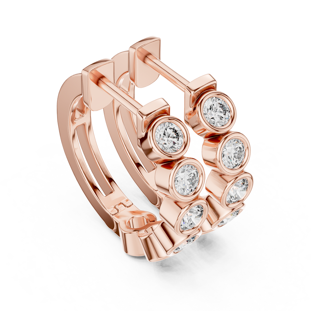 Bezel Set Diamond Hoop Earrings in 18K Gold 