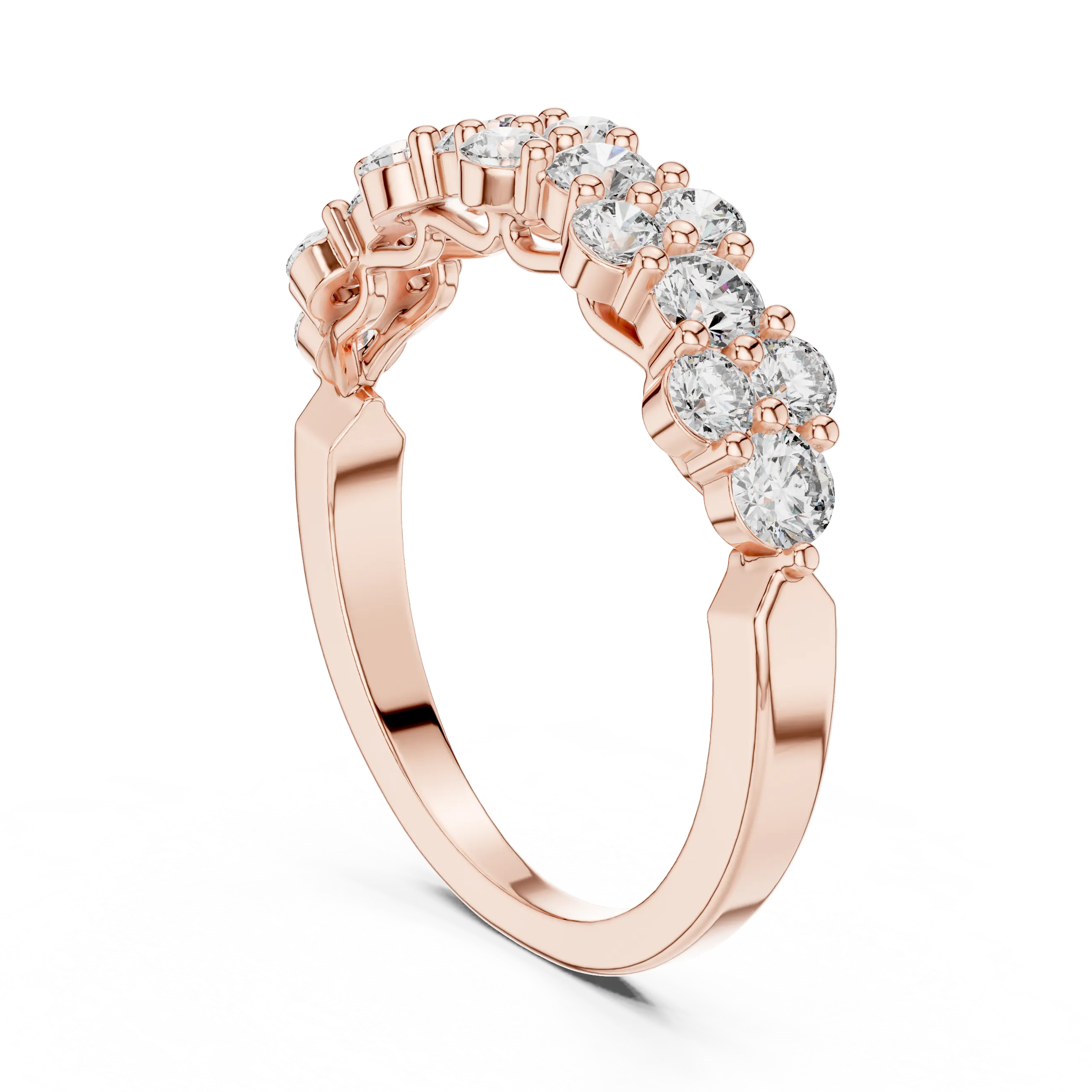 Golden Harmony Diamond Ring – Twin Row Brilliance 