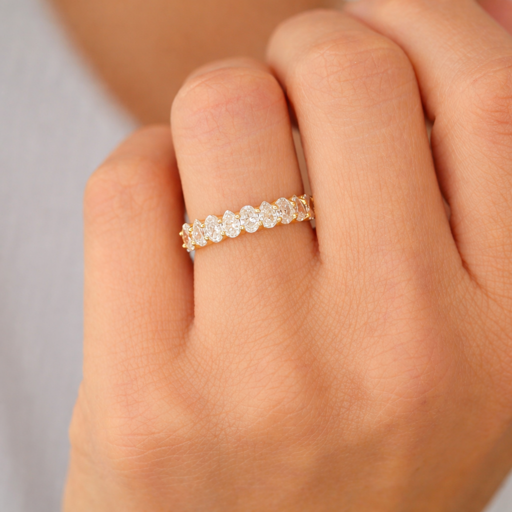 Elegant Oval And Pear Diamond Eternity Band Ring VENFORA