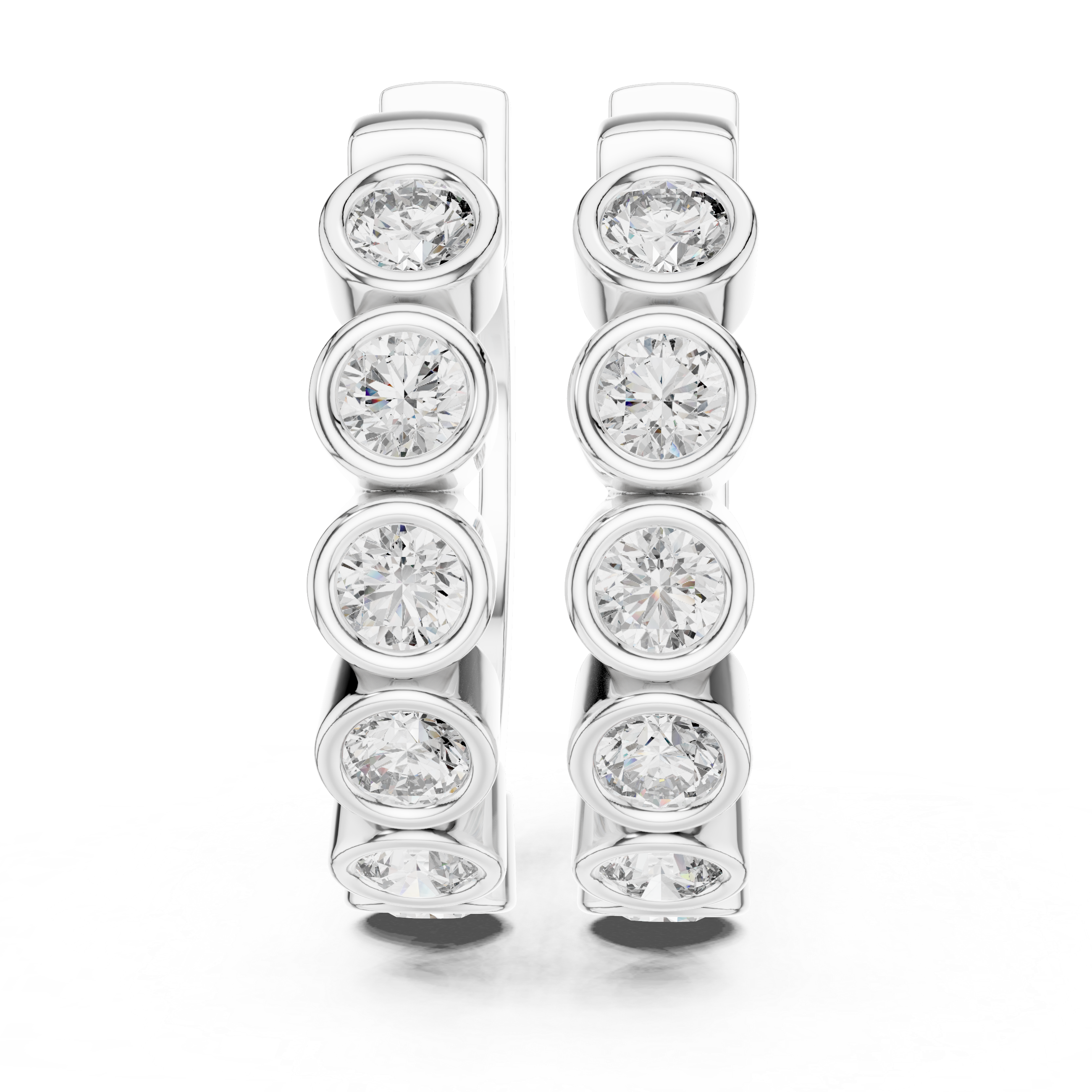 Bezel Set Diamond Hoop Earrings in 18K Gold 