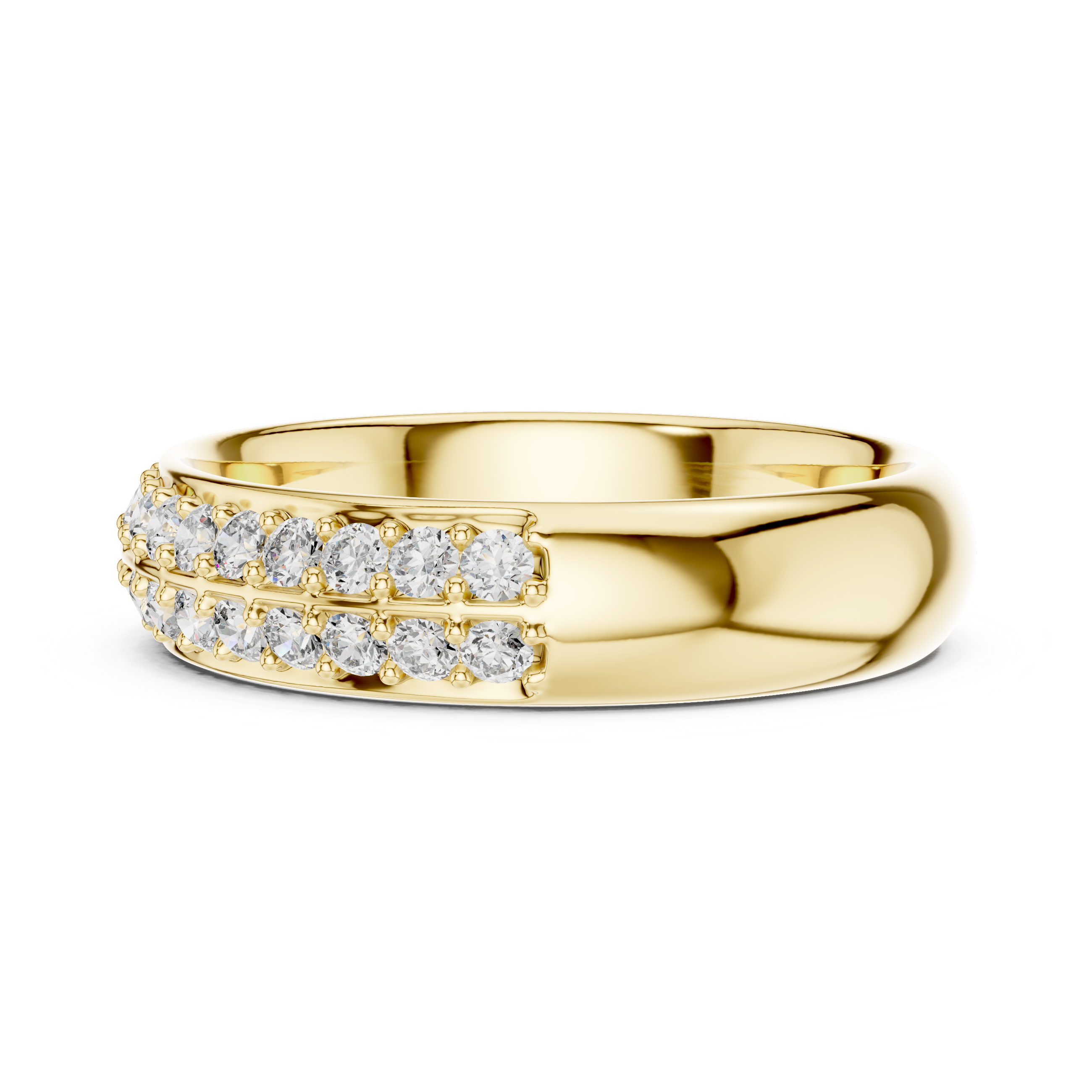 Double Row Diamond Eternity Band in 18K Yellow Gold 