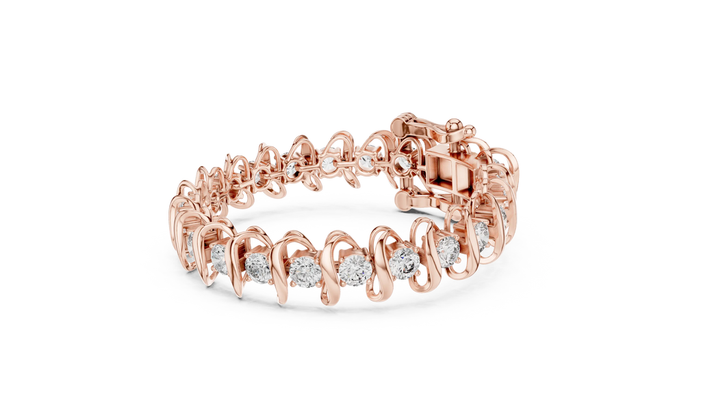 Golden Waves Diamond Bracelet – Sculpted Elegance 