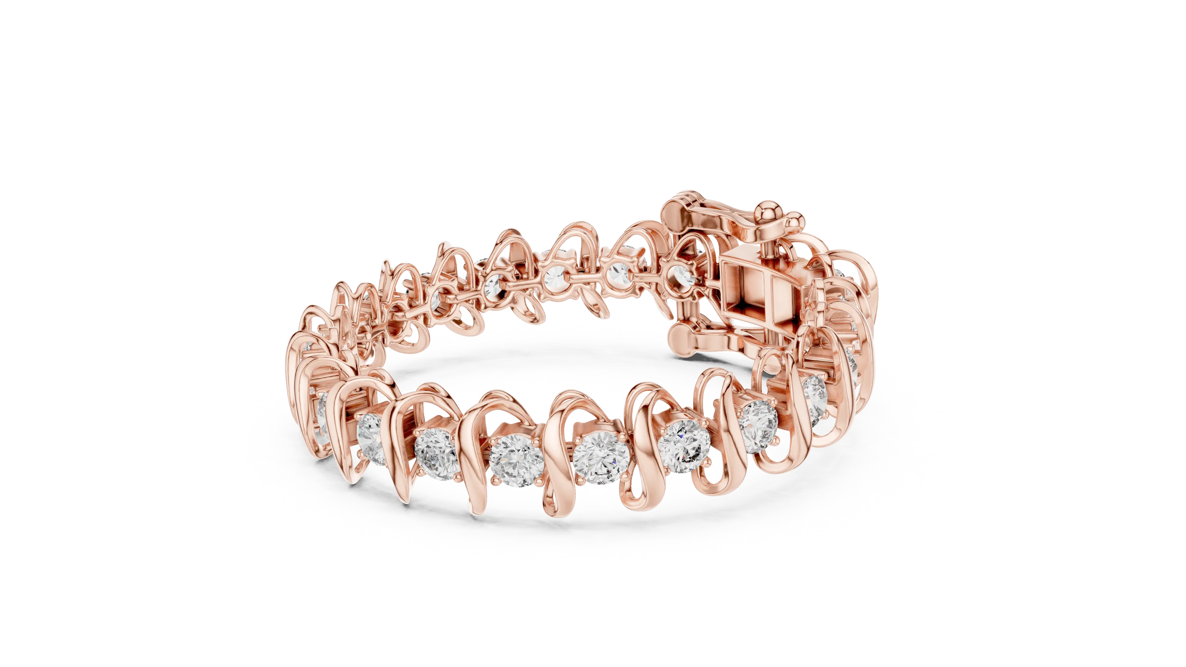 Golden Waves Diamond Bracelet – Sculpted Elegance 