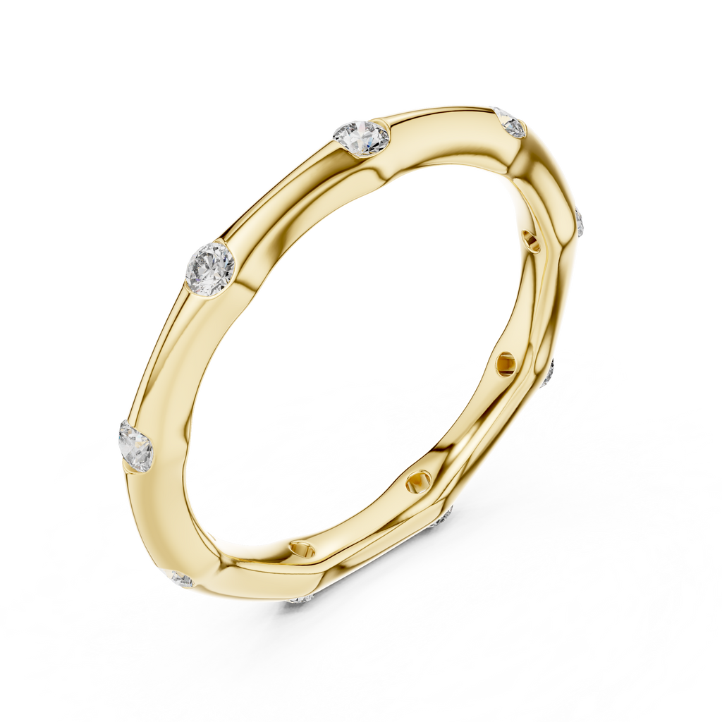 Golden Serenity Diamond Eternity Ring – Minimal Elegance 