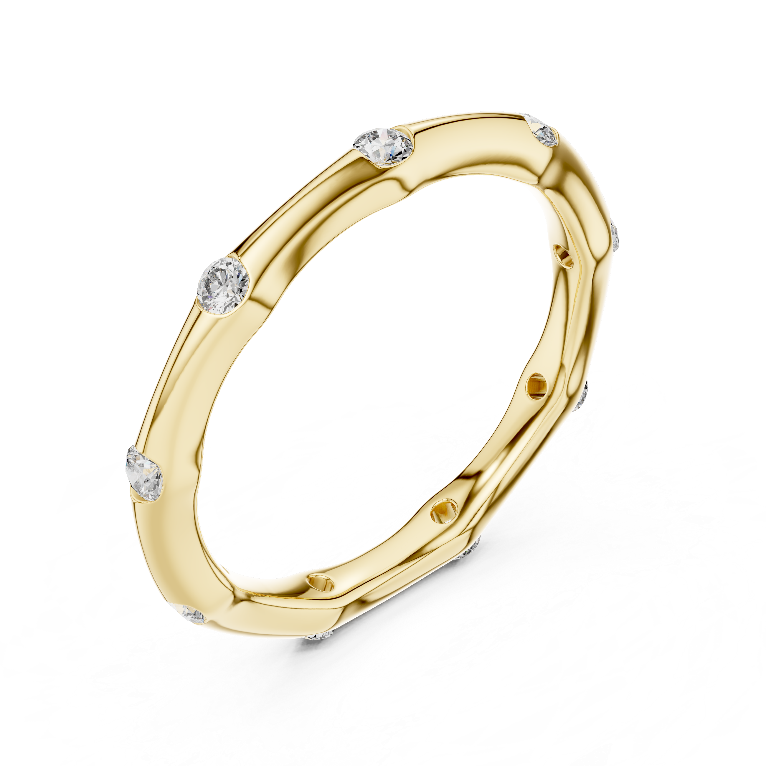 Golden Serenity Diamond Eternity Ring – Minimal Elegance 