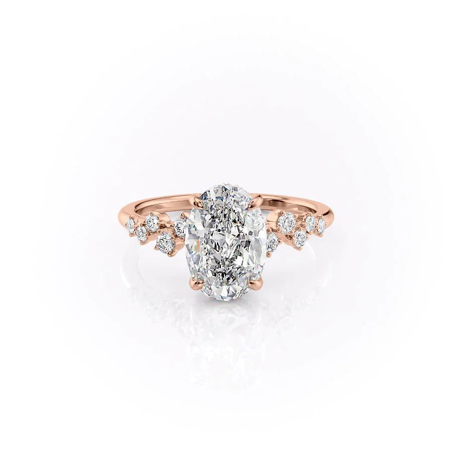 Oval Cut Diamond Ring with Round Side Accents 