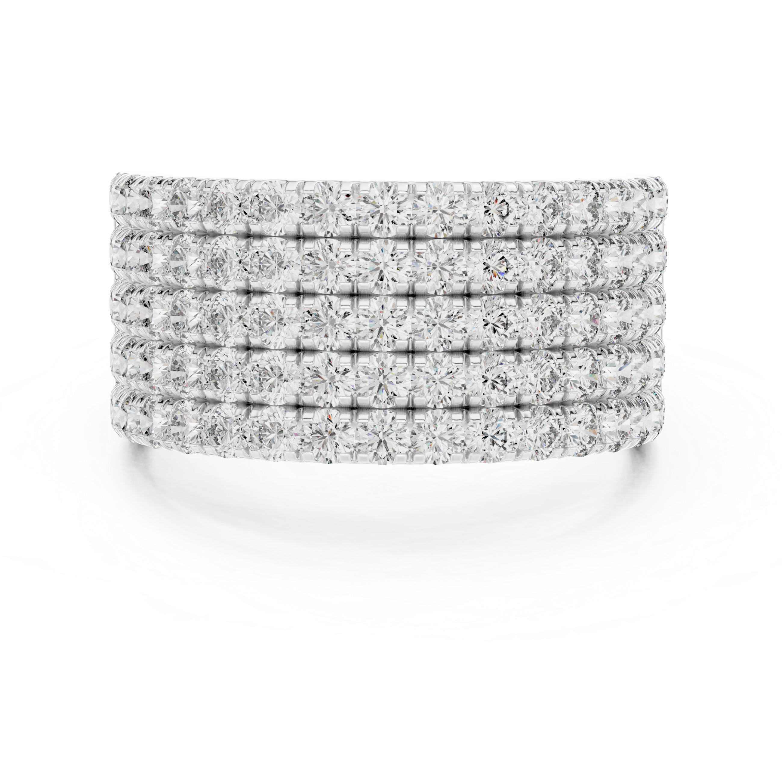Luxury 18K Gold Wide Diamond Ring with Multi-Row Design 