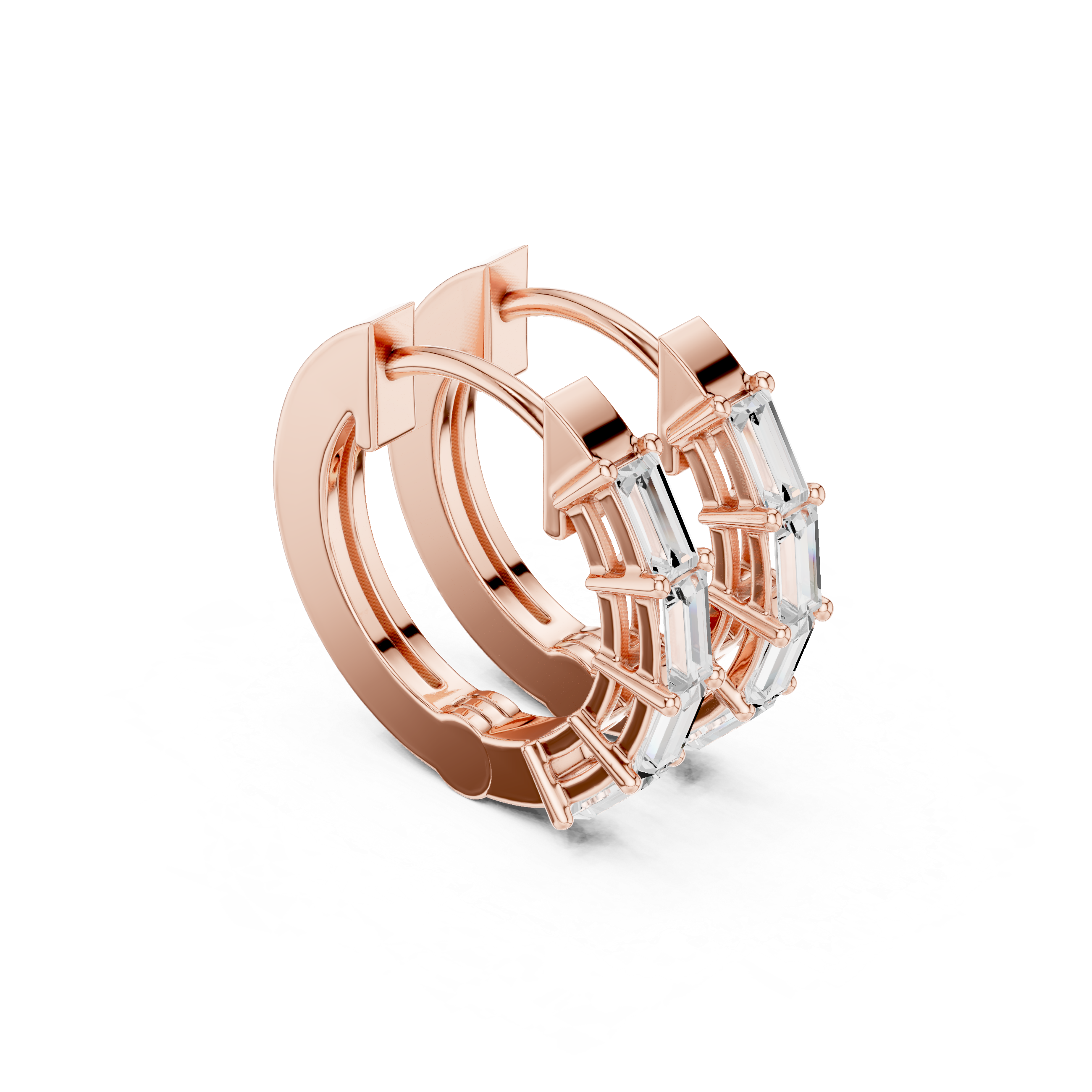 Baguette Cut Diamond Hoop Earrings 