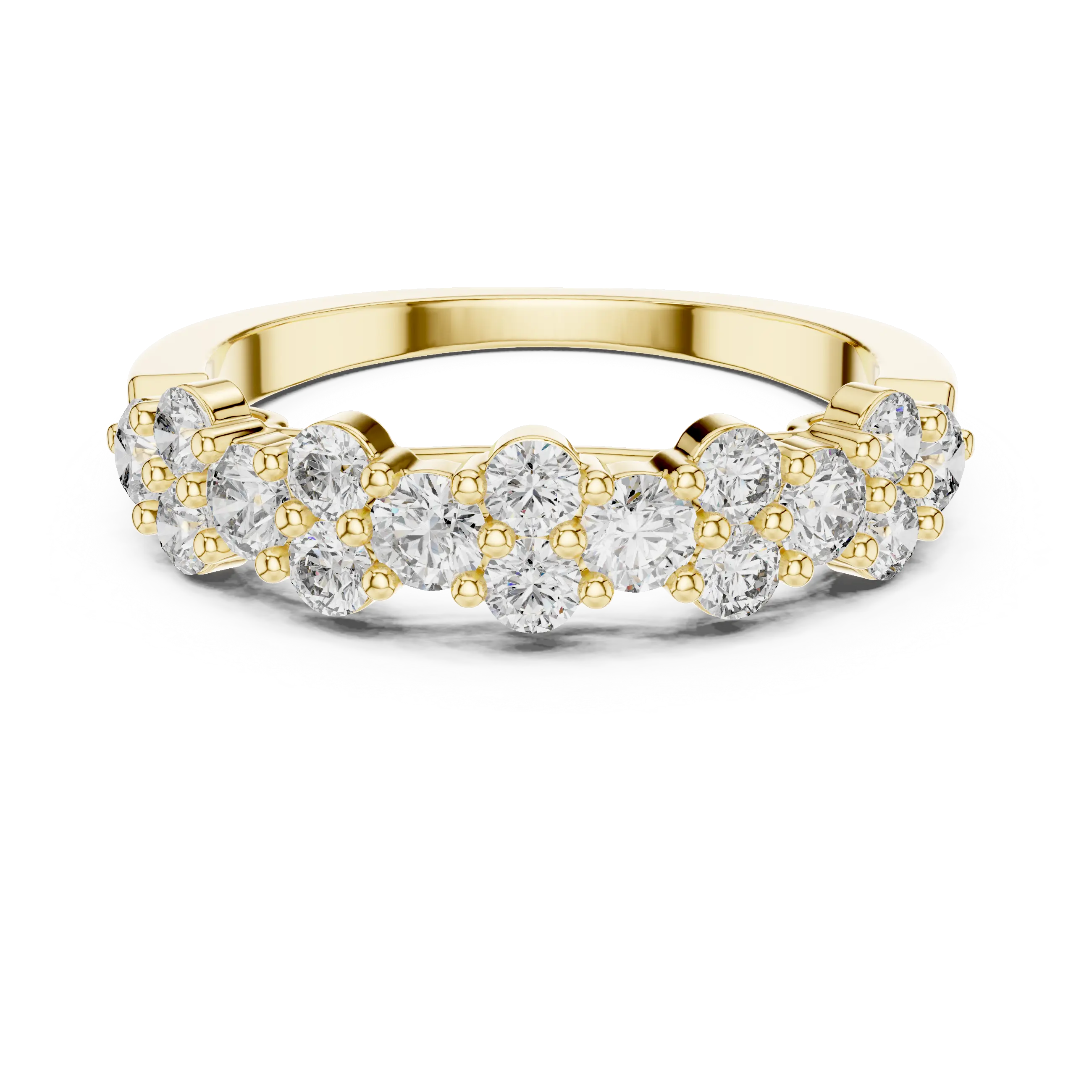 Golden Harmony Diamond Ring – Twin Row Brilliance 