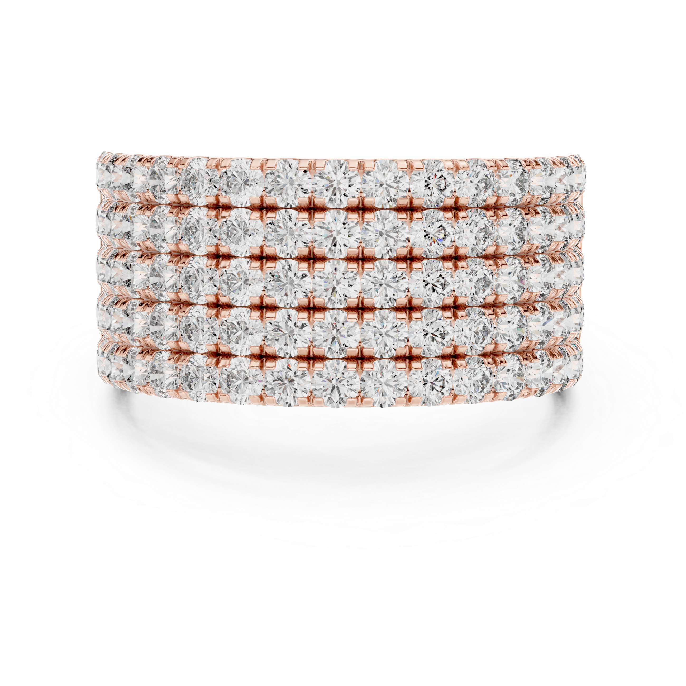 Luxury 18K Gold Wide Diamond Ring with Multi-Row Design 