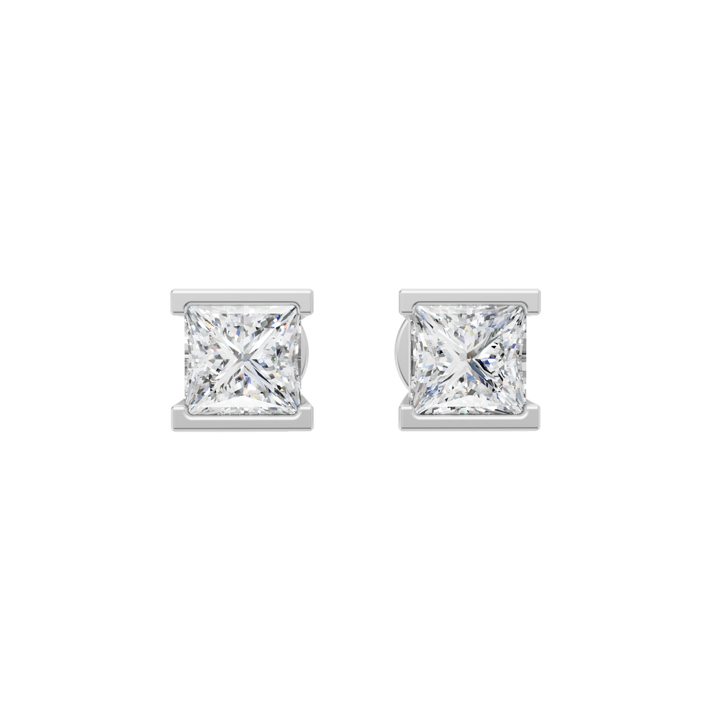 Princess Cut Lab Grown Diamond Stud Earrings VENFORA