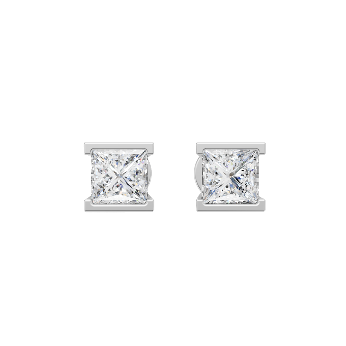 Princess Cut Lab Grown Diamond Stud Earrings VENFORA