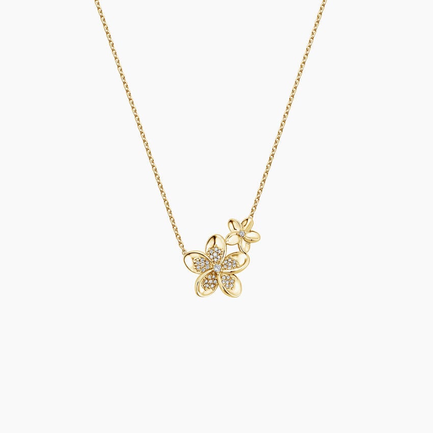 Floral Diamond Pendant Necklace in 18K Gold venfora