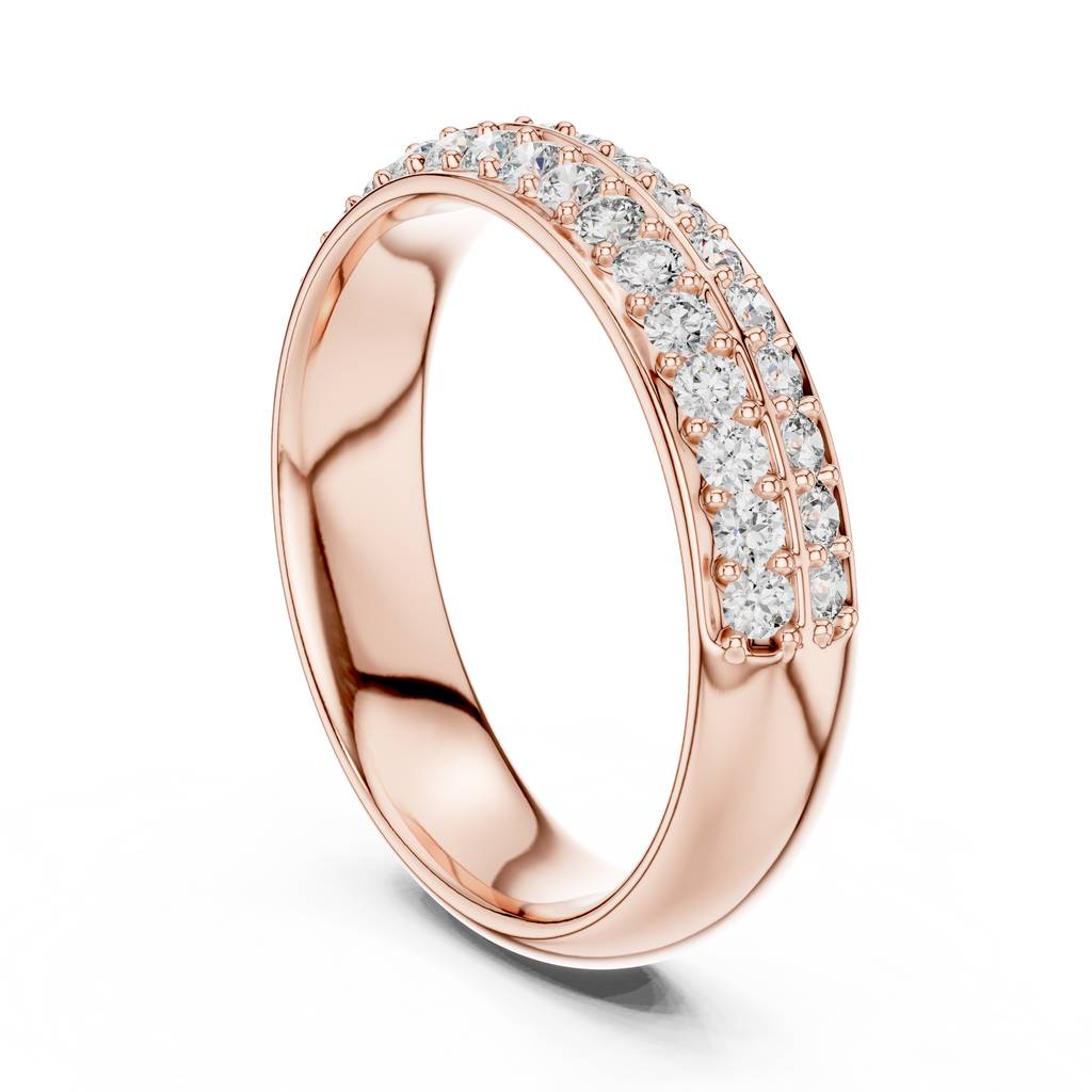 Double Row Diamond Eternity Band in 18K Yellow Gold 