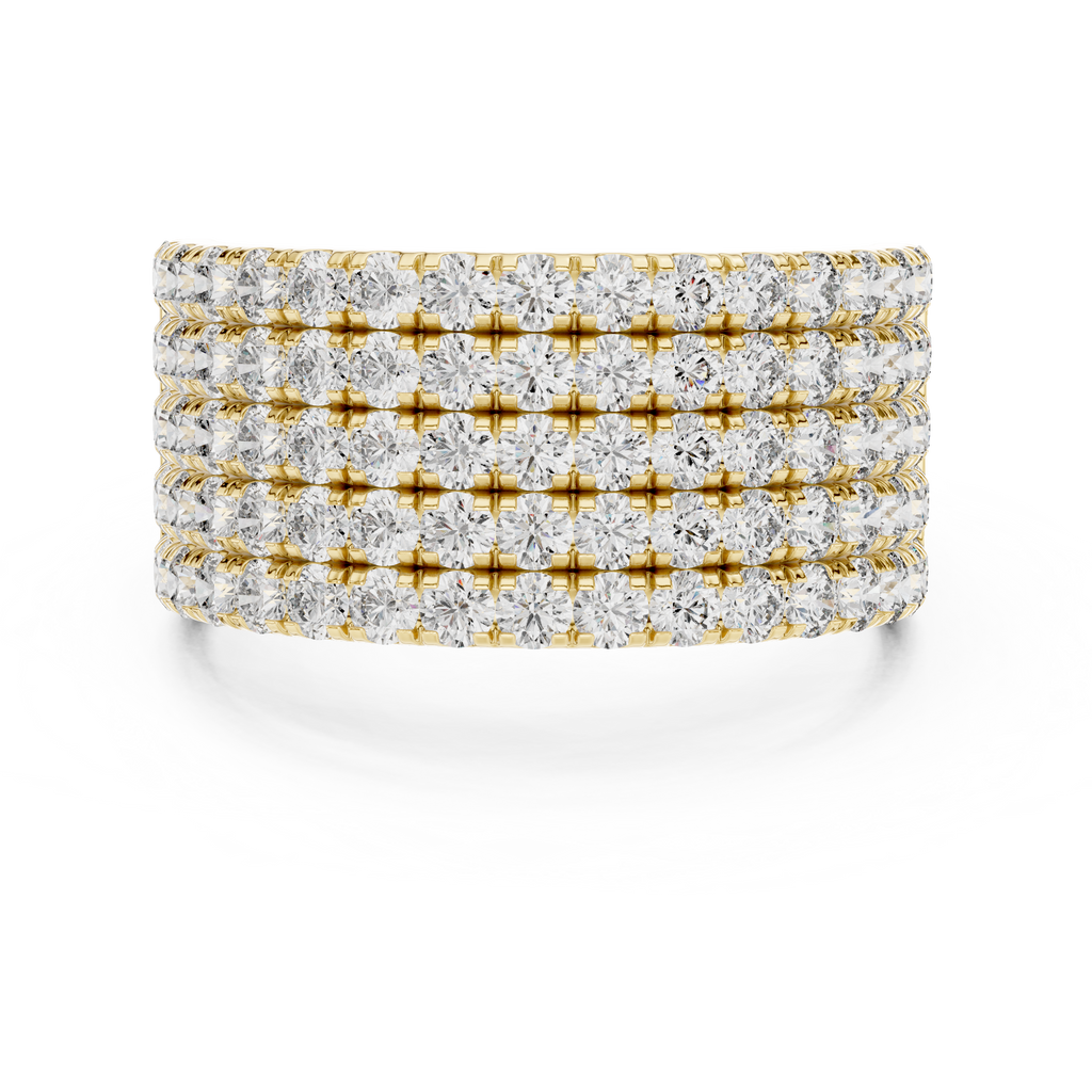 Luxury 18K Gold Wide Diamond Ring with Multi-Row Design 