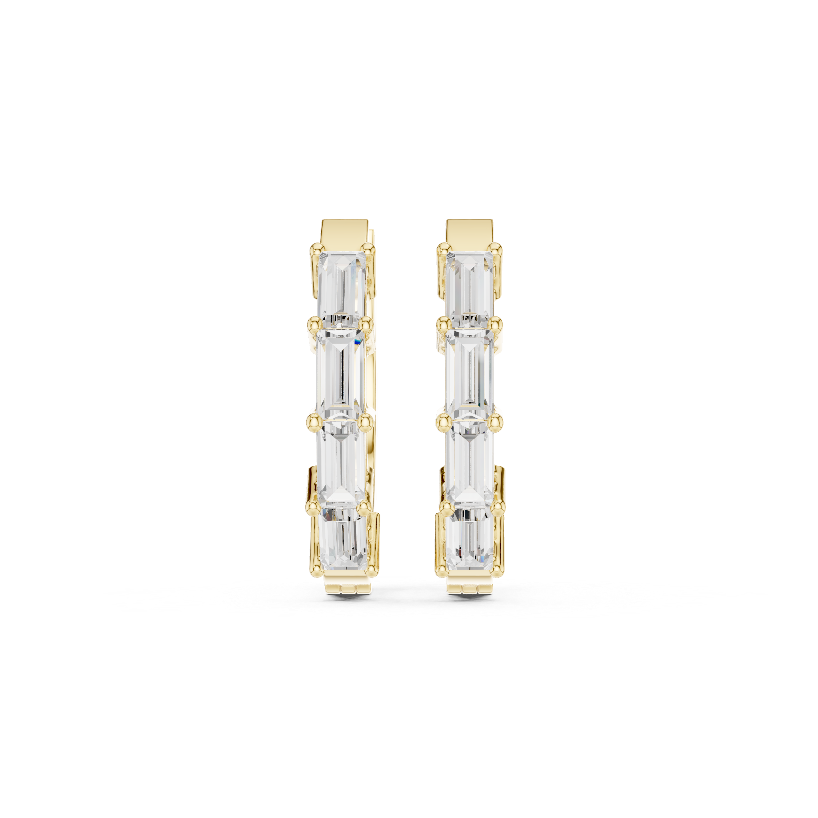 Baguette Cut Diamond Hoop Earrings 