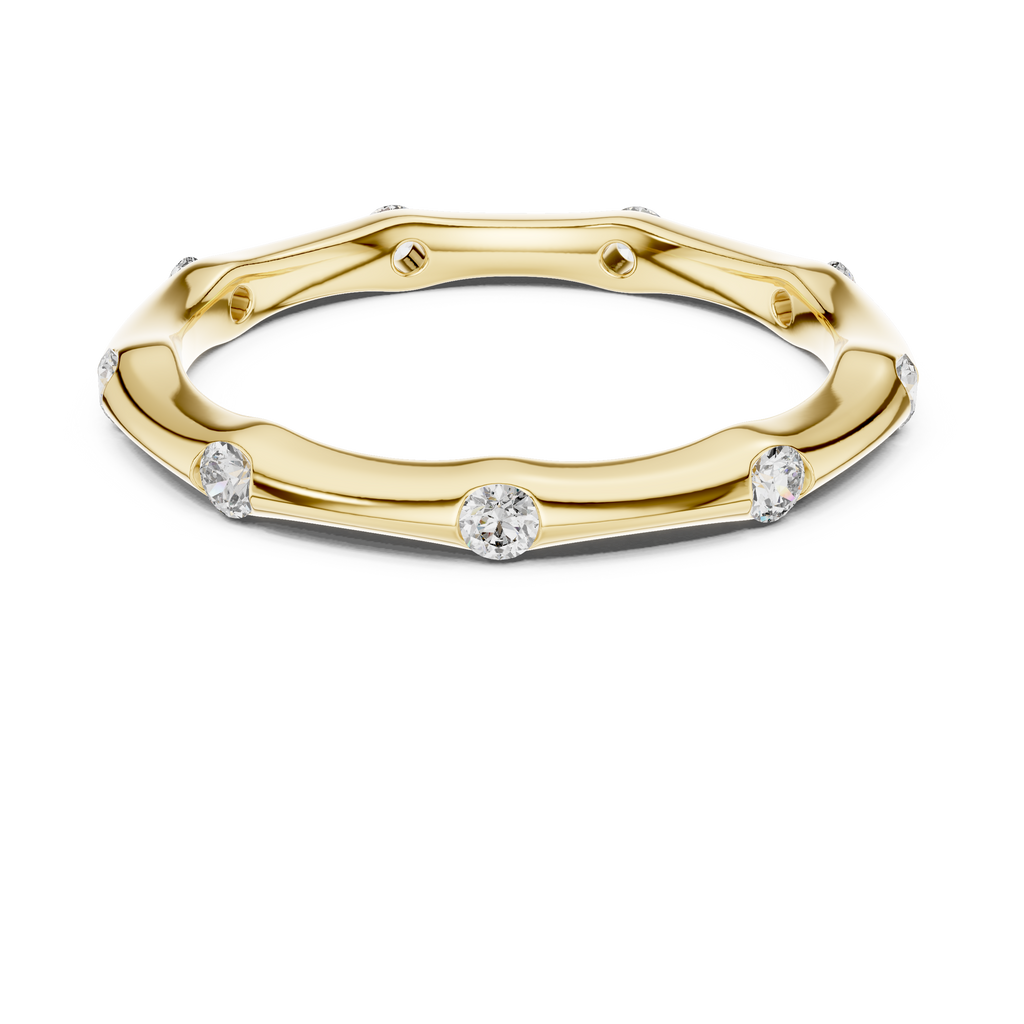 Golden Serenity Diamond Eternity Ring – Minimal Elegance 