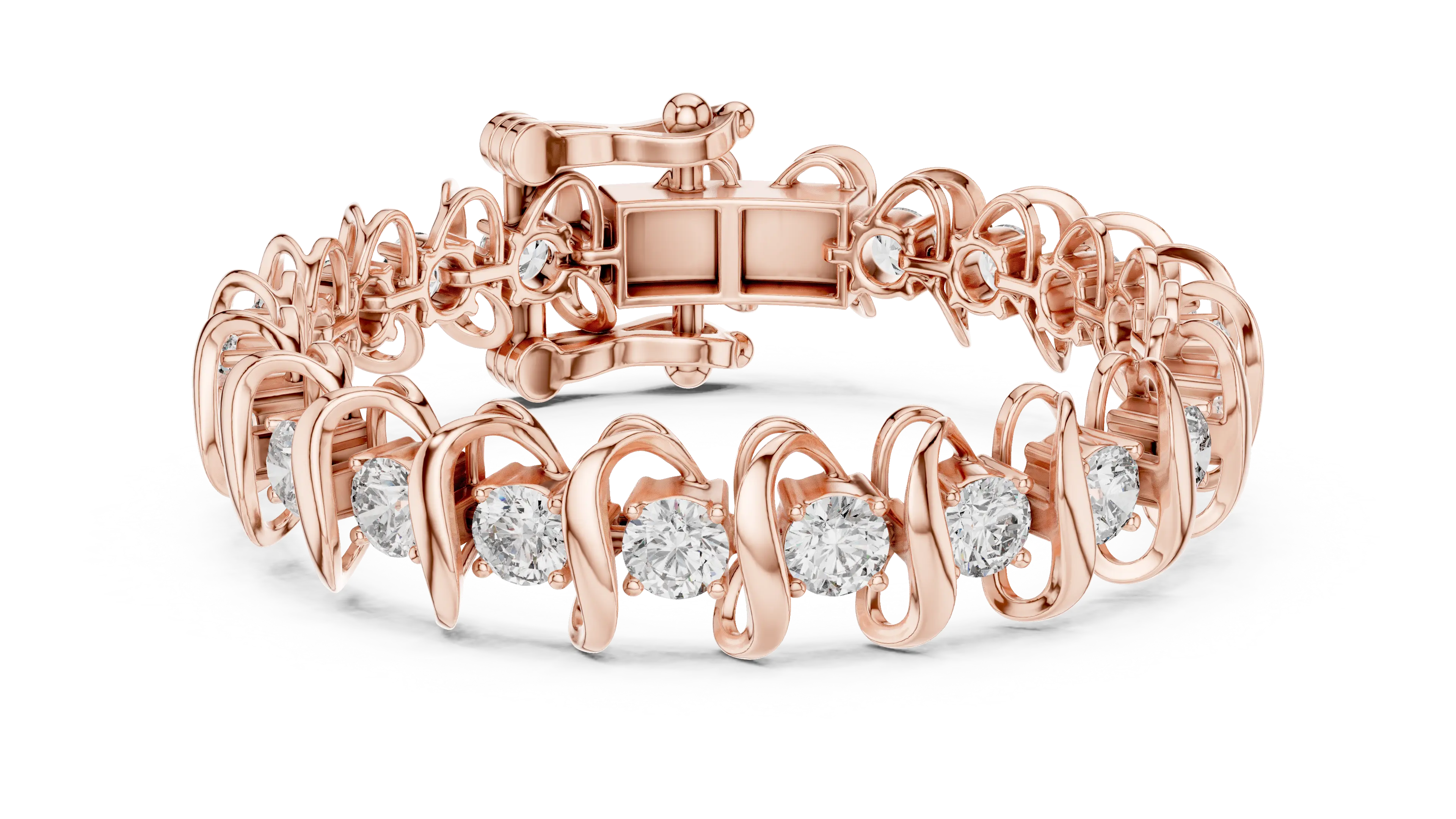 Golden Waves Diamond Bracelet – Sculpted Elegance 