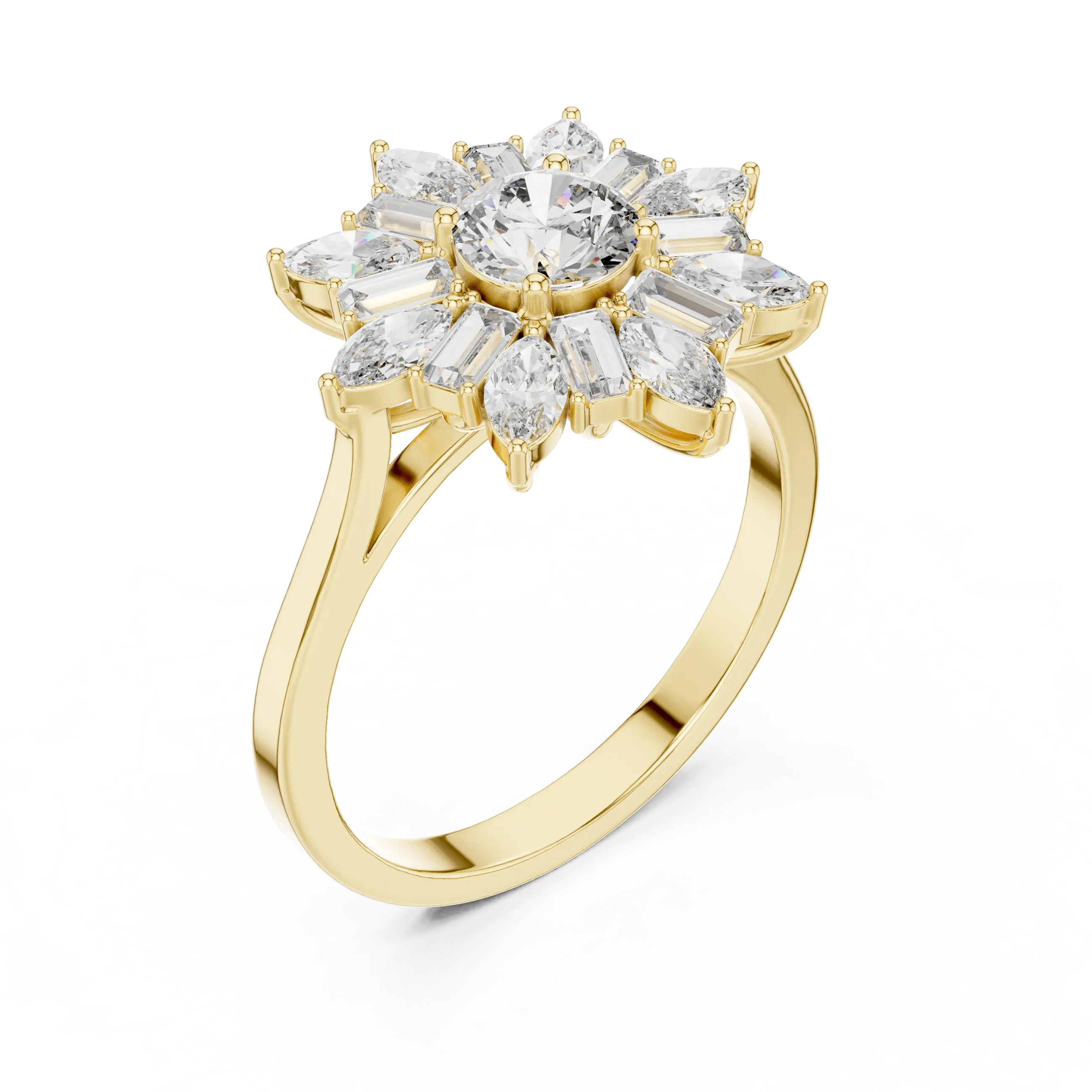 Sunburst Majesty Diamond Cocktail Ring – Golden Brilliance 