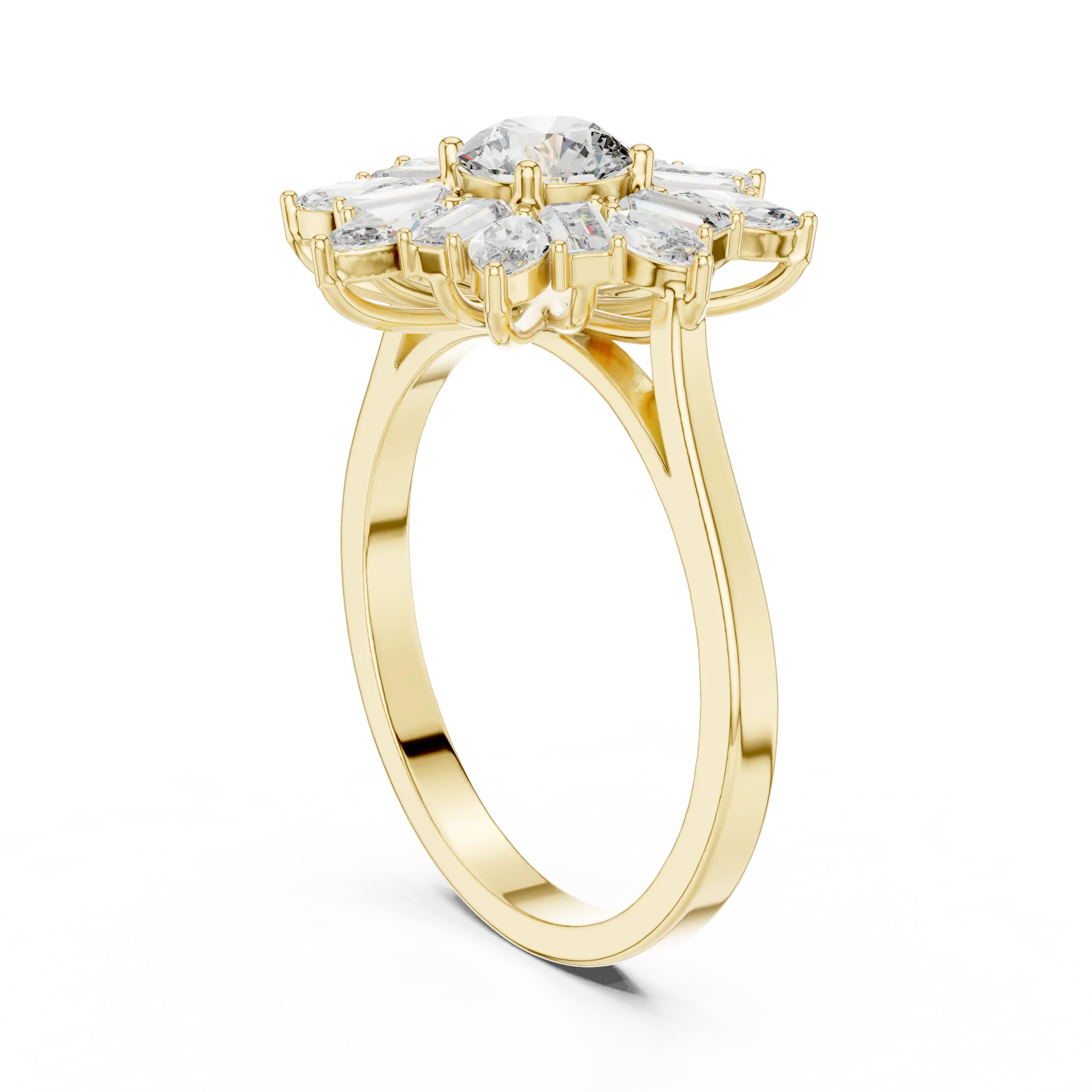 Sunburst Majesty Diamond Cocktail Ring – Golden Brilliance 