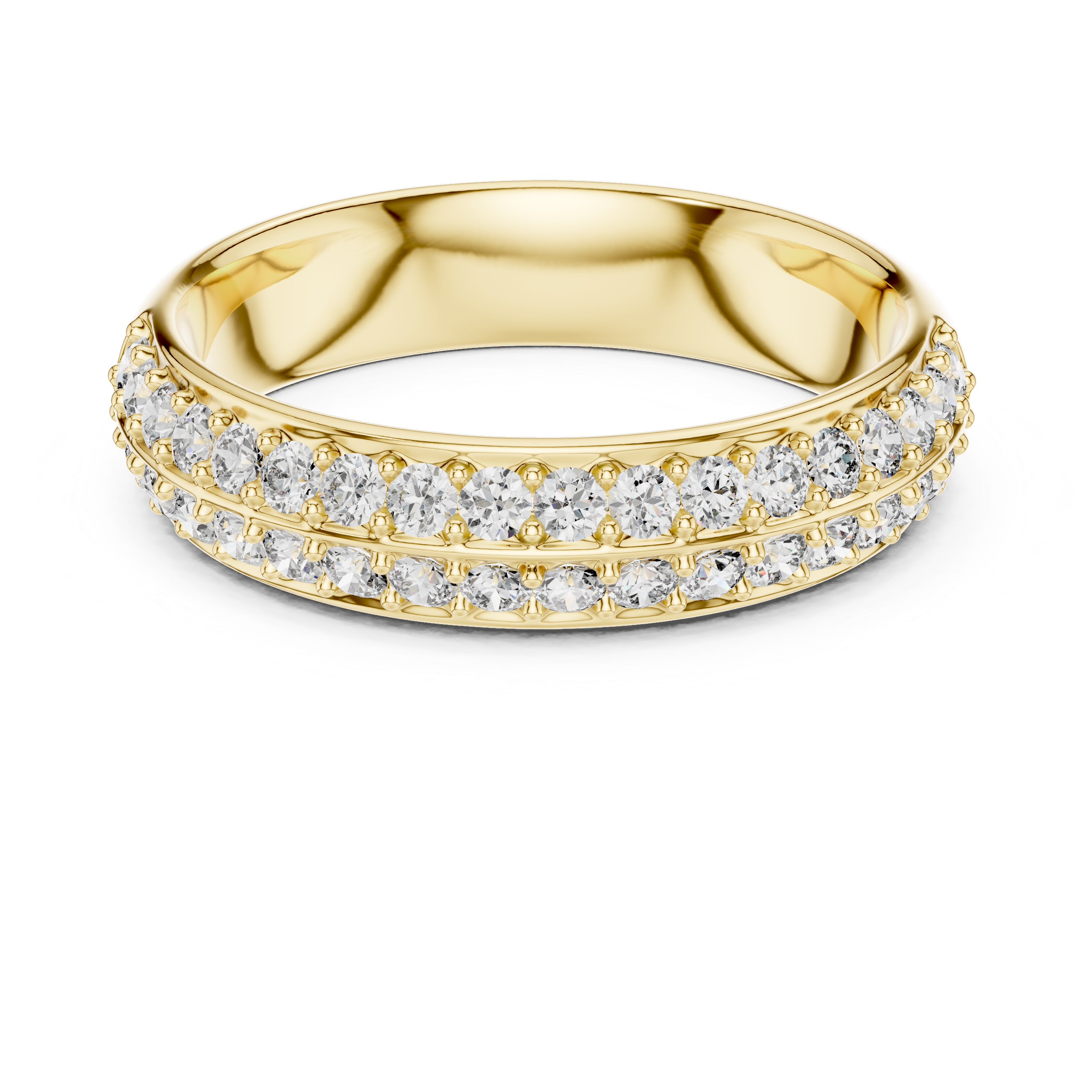 Double Row Diamond Eternity Band in 18K Yellow Gold 