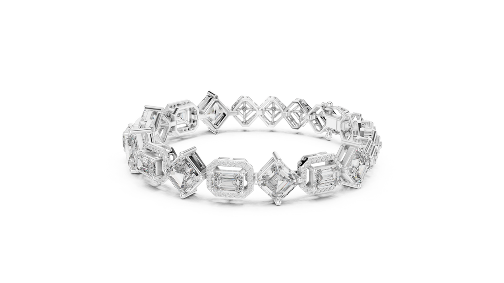 Emerald & Asscher Cut Diamond Bracelet 