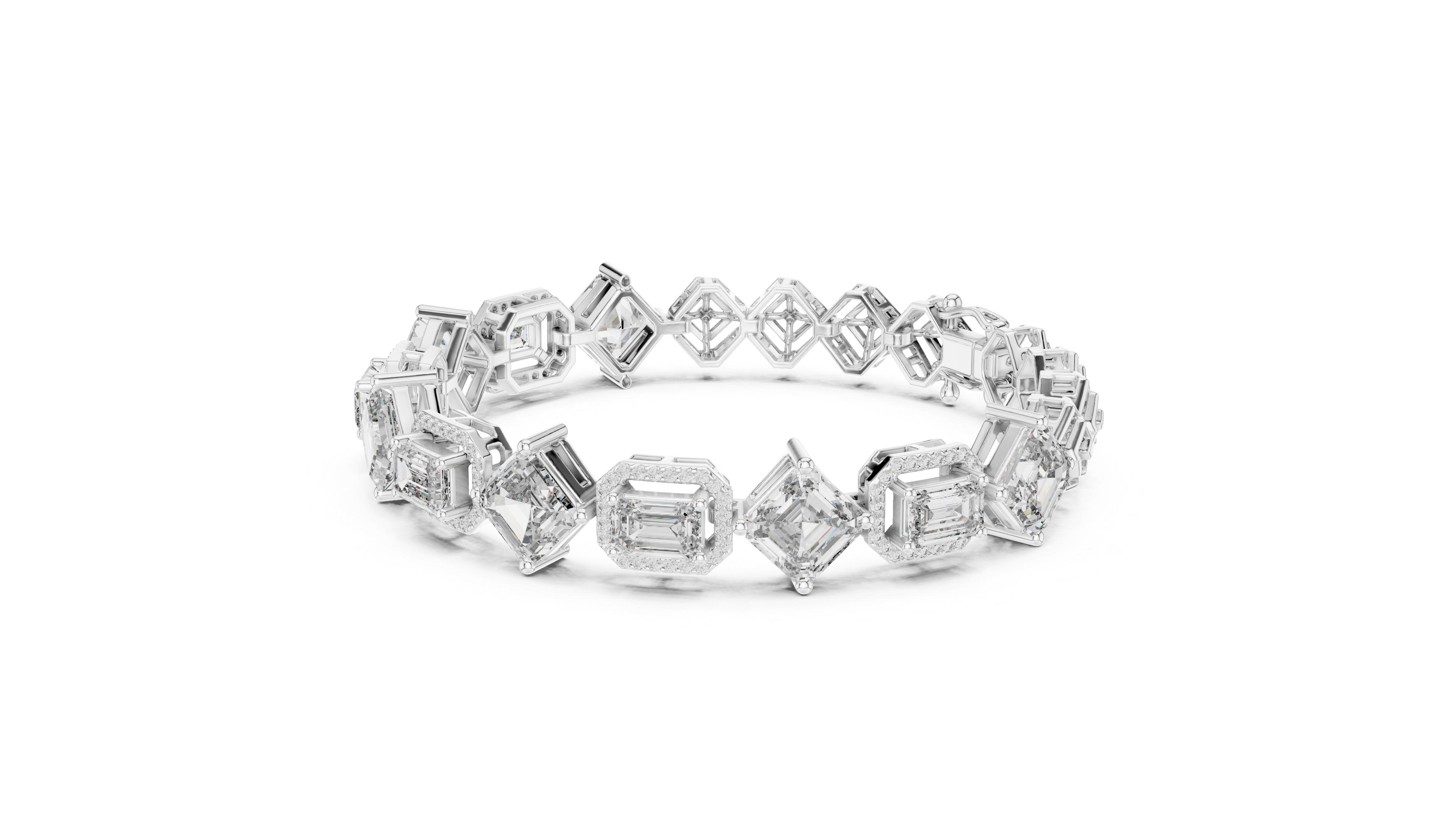 Emerald & Asscher Cut Diamond Bracelet 