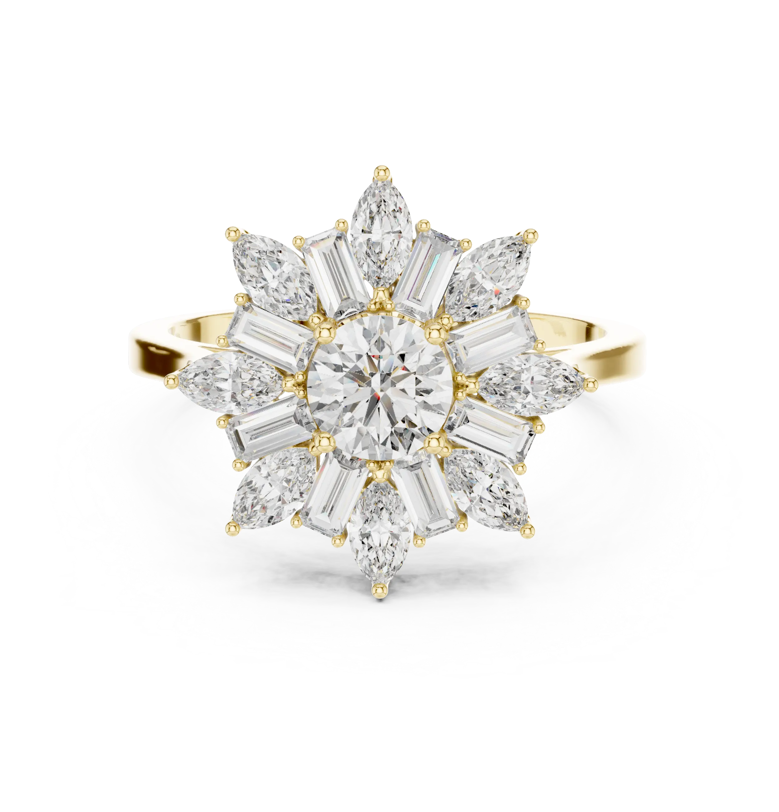 Sunburst Majesty Diamond Cocktail Ring – Golden Brilliance 