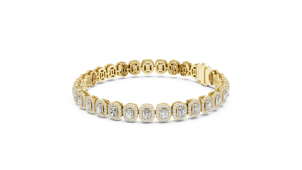 Emerald Cut Halo Diamond Bracelet 