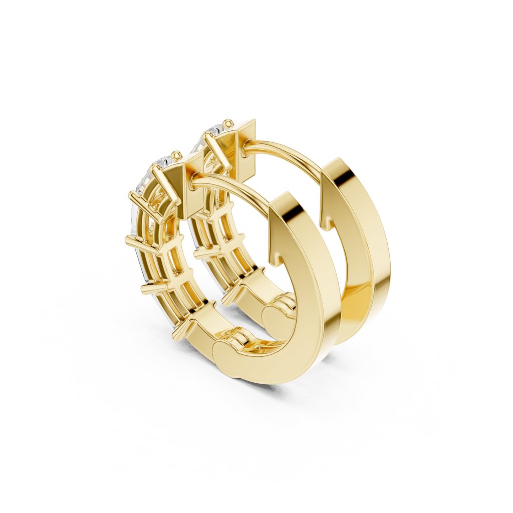 Baguette Cut Diamond Hoop Earrings 